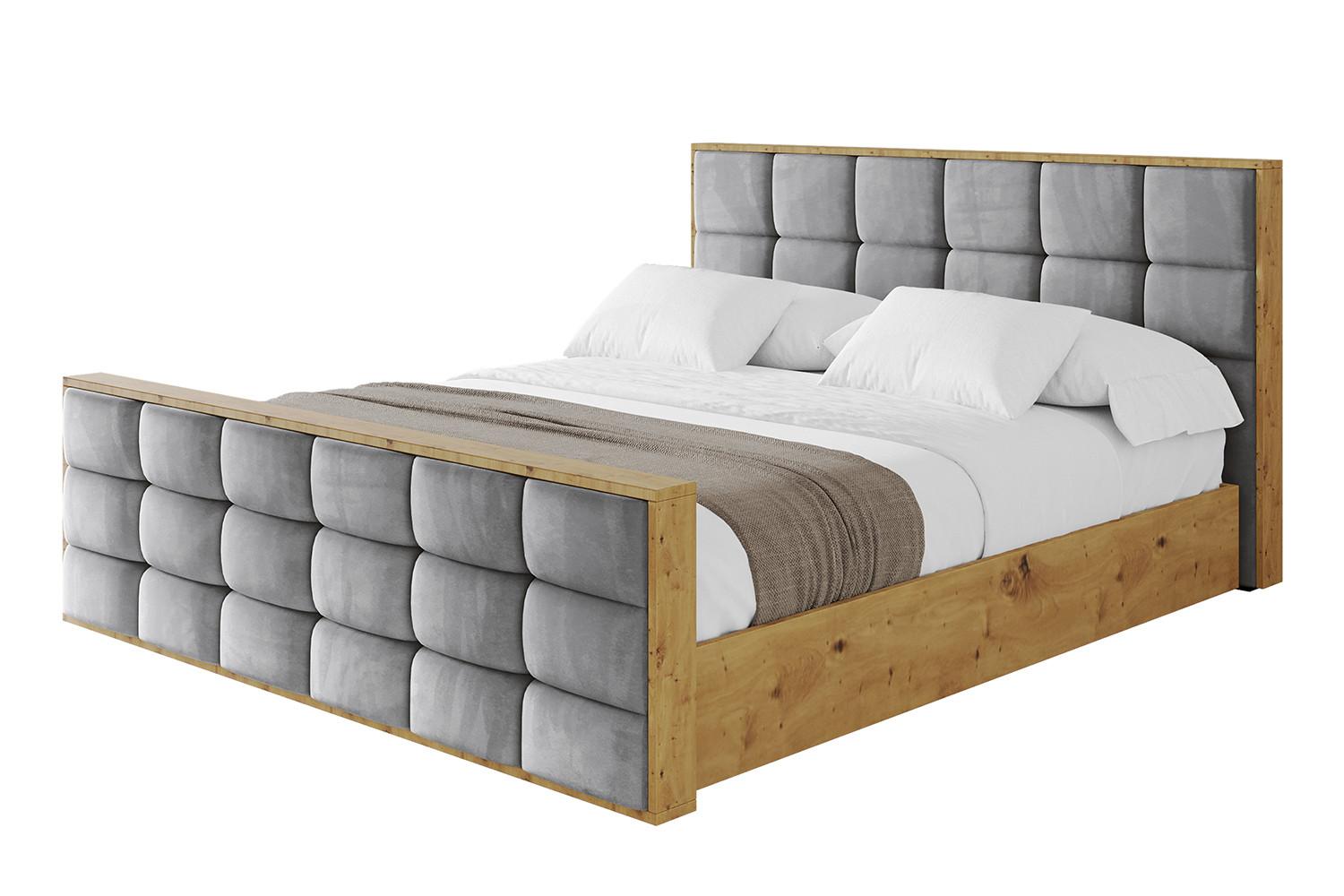 POLSTERBETT mit Bettkasten, Fußteil und Lattenrost, Boxbett ohne Matratze - ENZO2-Z 180x200 Grau - Grau, Holzwerkstoff/Textil (180/200cm) - ALTDECOR