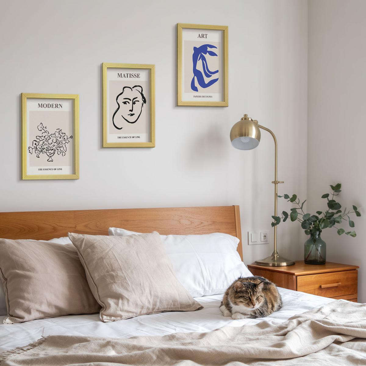 BILDER SET 3er Set - 20x30 cm Goldrahmen - Abstrakte minimalistische Poster - Goldfarben, Kunststoff (20/30cm) - TULUP