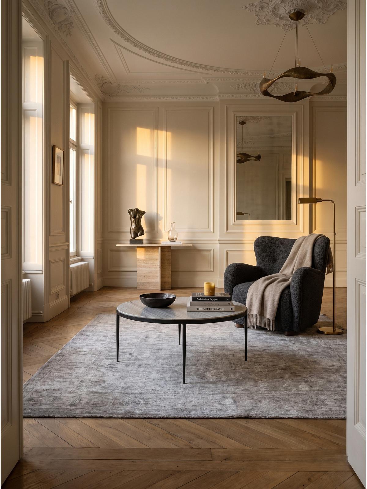 COUCHTISCH OMBRONE, Marmor, Grau-Marmoroptik, Ø 70 x 42 cm - Schwarz/Weiß, Stein/Metall (70/70/42cm) - KADIMA DESIGN