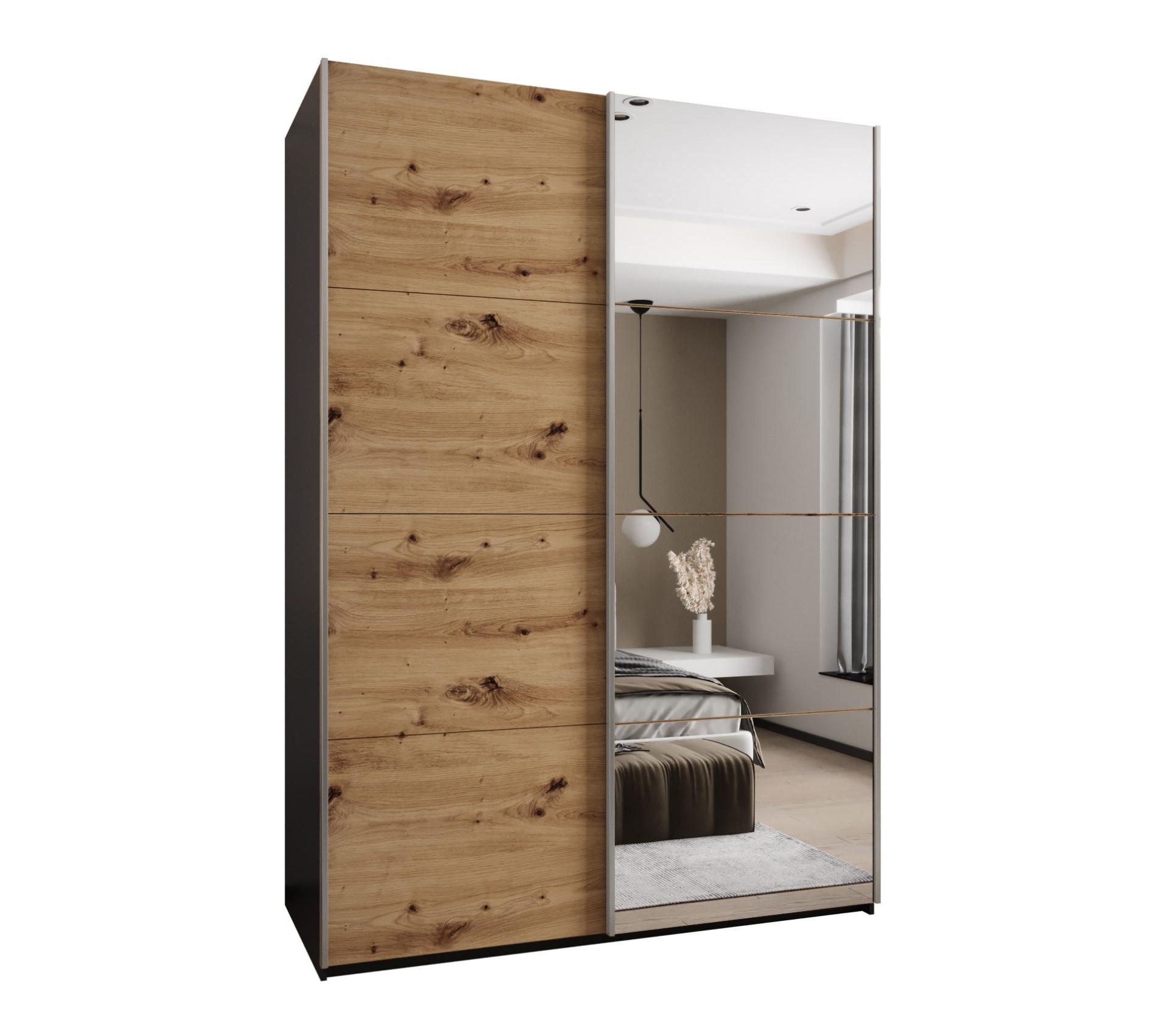 SCHWEBETÜRENSCHRANK 245,5/170/64 2-türig - Silberfarben/Schwarz, Holz/Metall (170/245/64cm) - Abiks Möbel