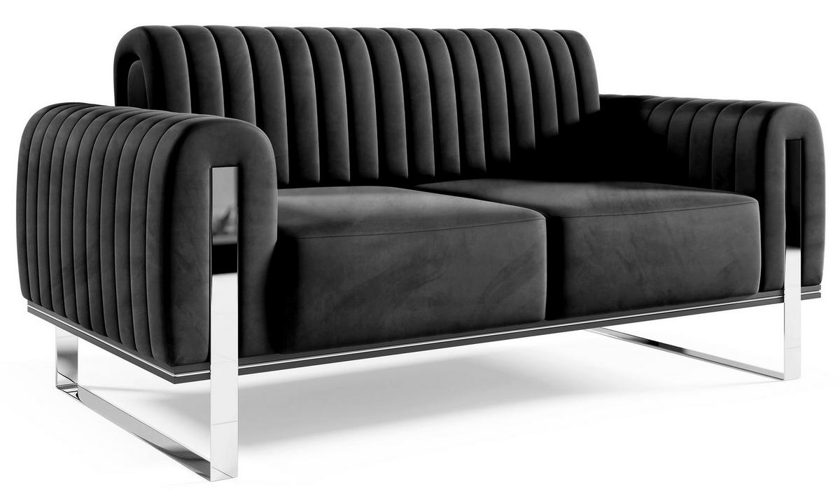 SOFA Parissa 164 cm - Silberfarben/Schwarz, Textil/Metall (164/79/92cm) - Selsey