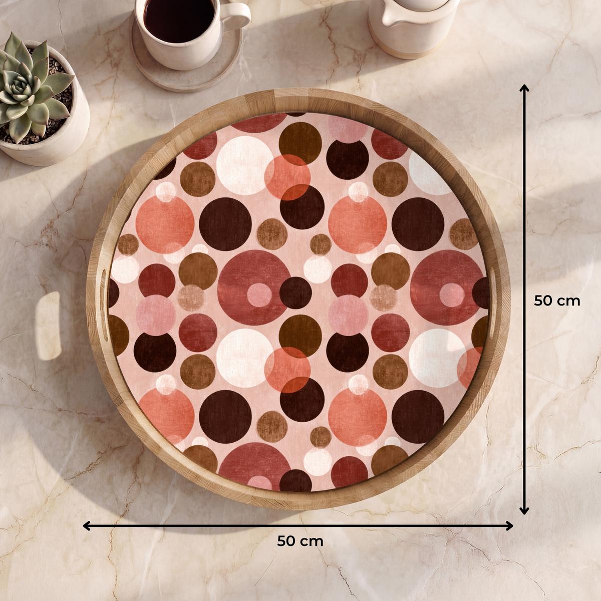 TABLETT Kreise - Modern - Farbenfroh 50x50 cm - Rosa, Holz (50/5/5cm) - OnlyWow