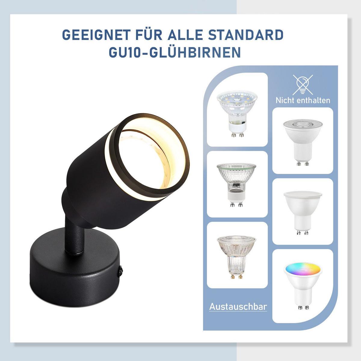 DECKENSTRAHLER Lauterberg 1-flammig 6/6/15.7 cm - Schwarz, Metall (6/6/15.7cm) - Nettlife