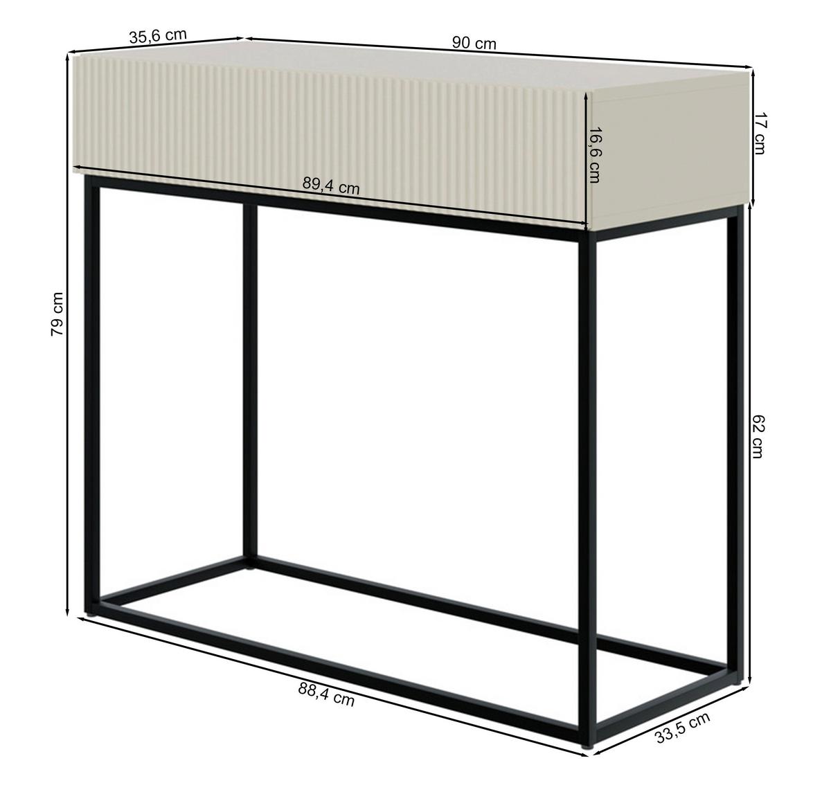 KONSOLENTISCH Veldio Schwarz mit goldenen Beinen 90 cm - Goldfarben/Schwarz, Holzwerkstoff/Metall (35.6/90/79cm) - Selsey
