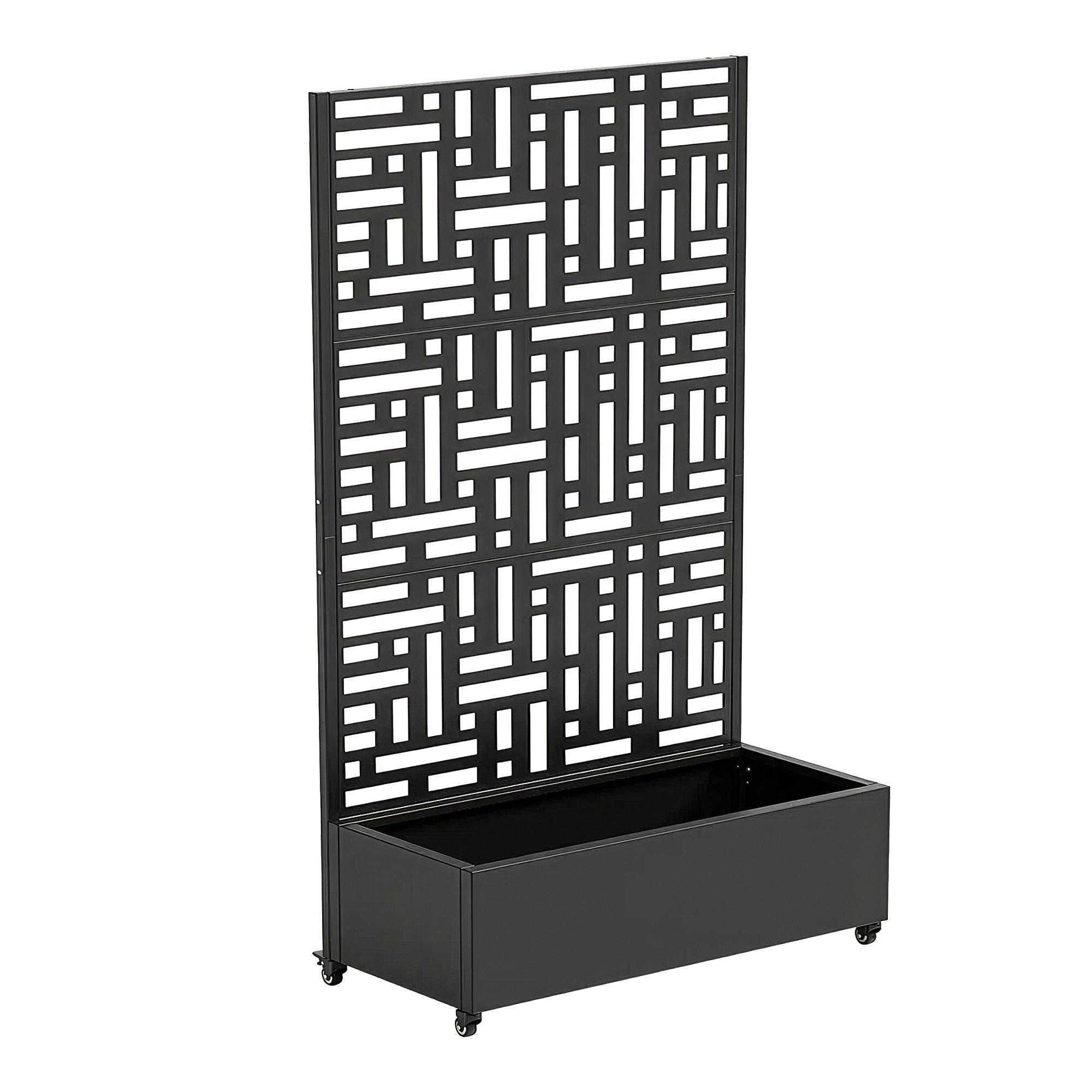 BLUMENKASTEN mit Trennwand Bernalda - Schwarz, Metall (120/186/40cm) - casa.pro