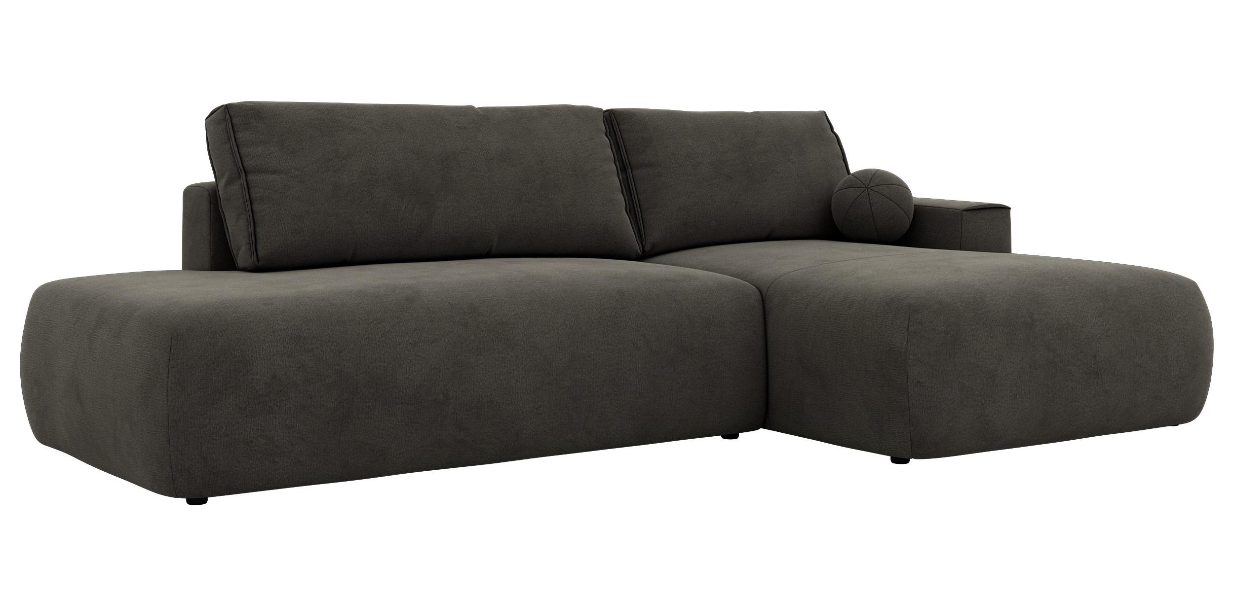 ECKSOFA TAREN L Dunkelgrau Velvet - Rechts - Dunkelgrau/Schwarz, Kunststoff/Textil - MKS
