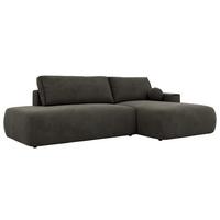 ECKSOFA TAREN L Dunkelgrau Velvet - Rechts - Dunkelgrau/Schwarz, Kunststoff/Textil - MKS