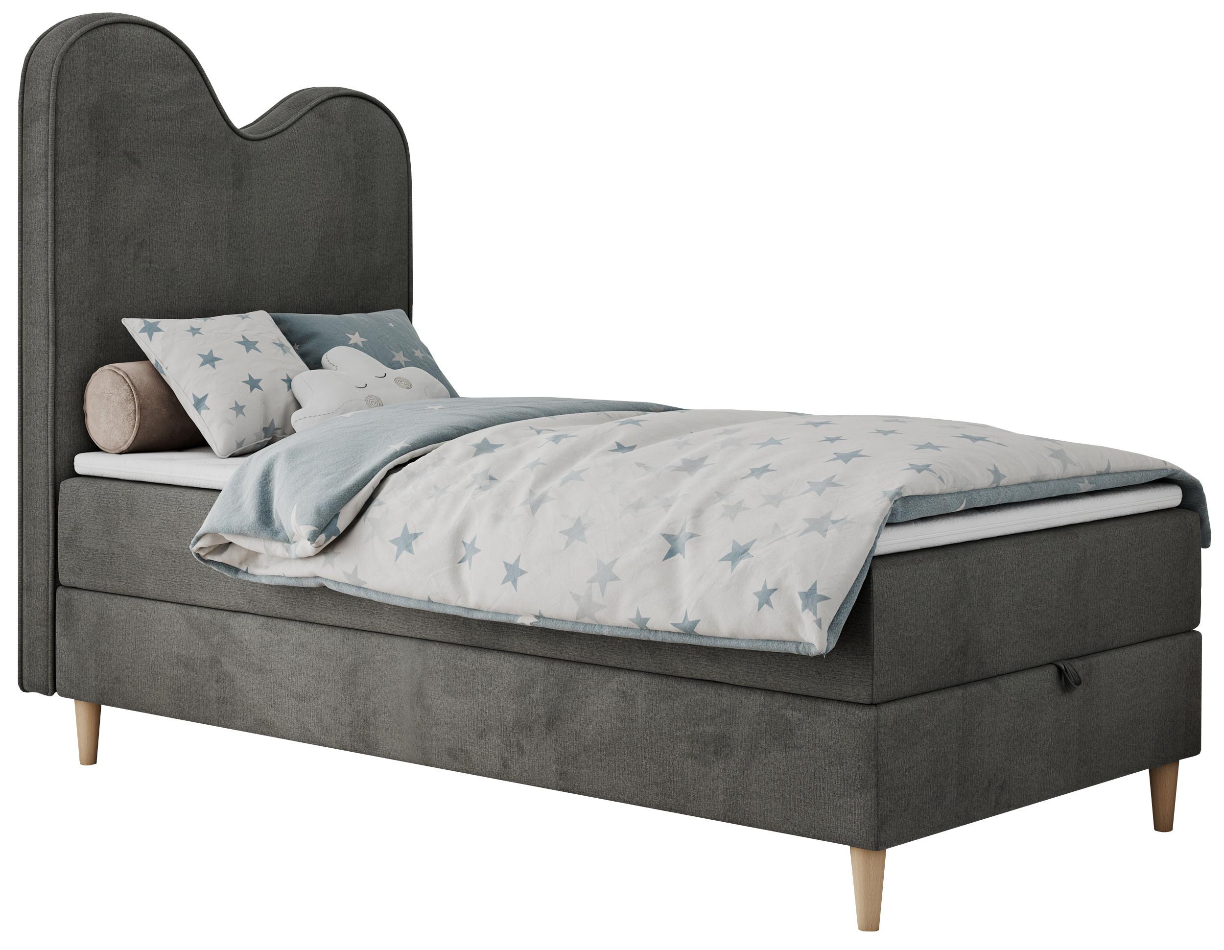 BOXBETT FLOW 90/180 Dunkelgrau Velvet hydrophob - H3 - Dunkelgrau, Holz/Textil (90/180cm) - MKS