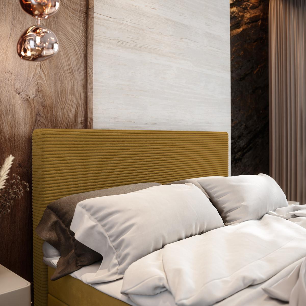 BOXBETT ALORIA 140x200 cm mit Matratze und Topper - Gelb - Gelb, Holz (140/200cm) - MASSENO