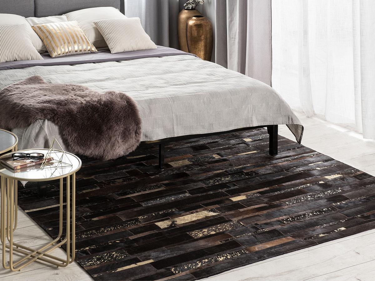 KURZFLOR-TEPPICH Artvin 200/200 cm - Braun, Fell (200/200cm) - Beliani