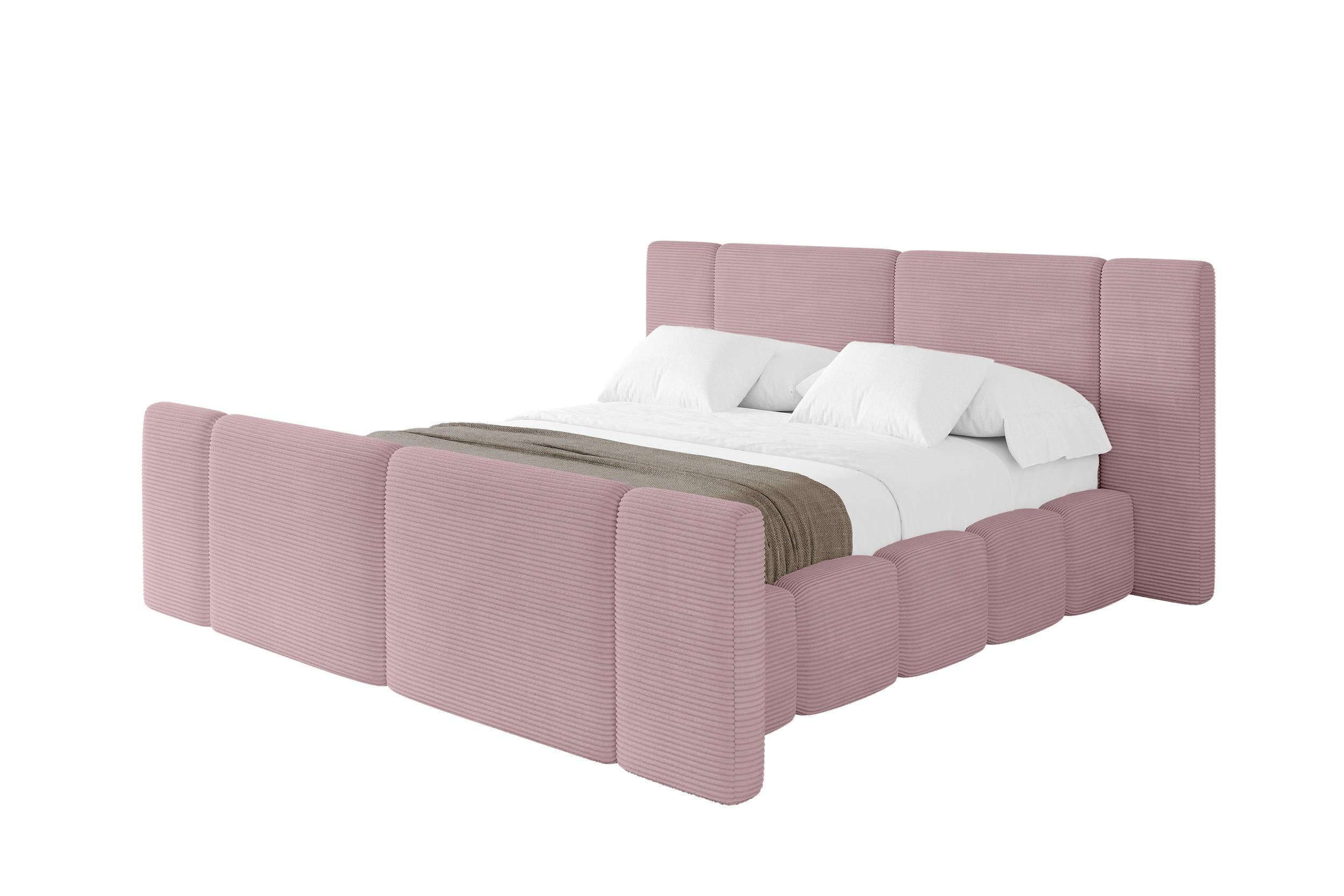 POLSTERBETT mit Bettkasten, Fußteil und Lattenrost, Bett mit Matratze H3/H4 - NILO-Z 120x200 Rosa - Rosa, Holzwerkstoff/Textil (120/200cm) - ALTDECOR