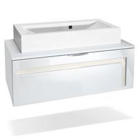 WASCHBECKENUNTERSCHRANK Aloha Absetzungen in Creme Hochglanz - Creme, Holzwerkstoff (96/36/51cm) - Vladon