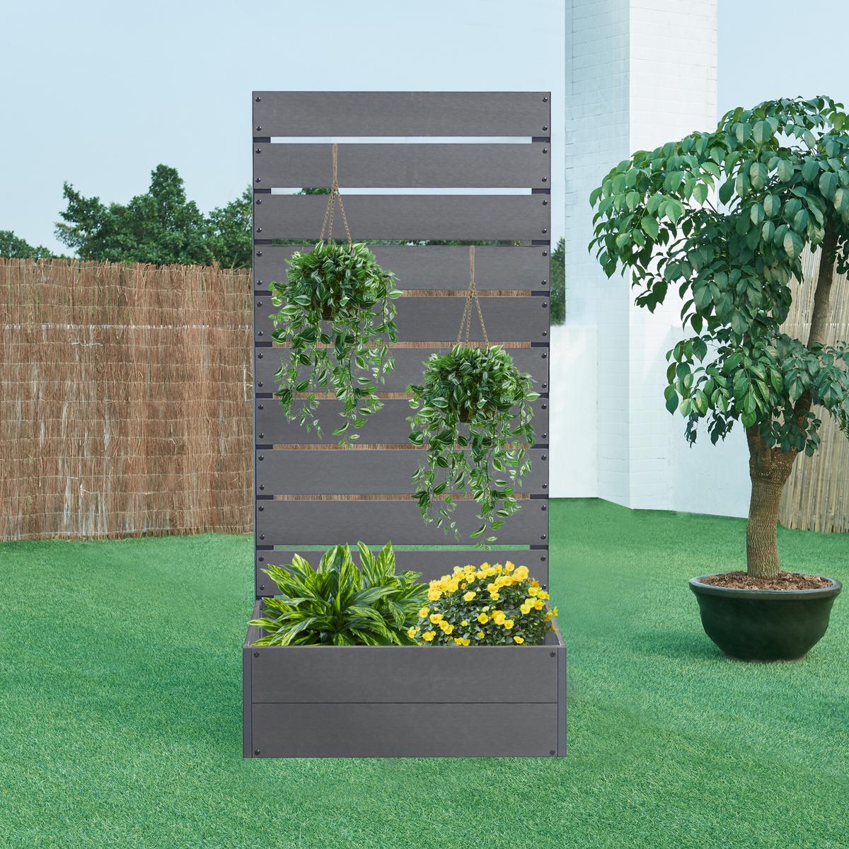 BLUMENKASTEN Heerde - Grau, Kunststoff (72/150/38cm) - [en.casa]