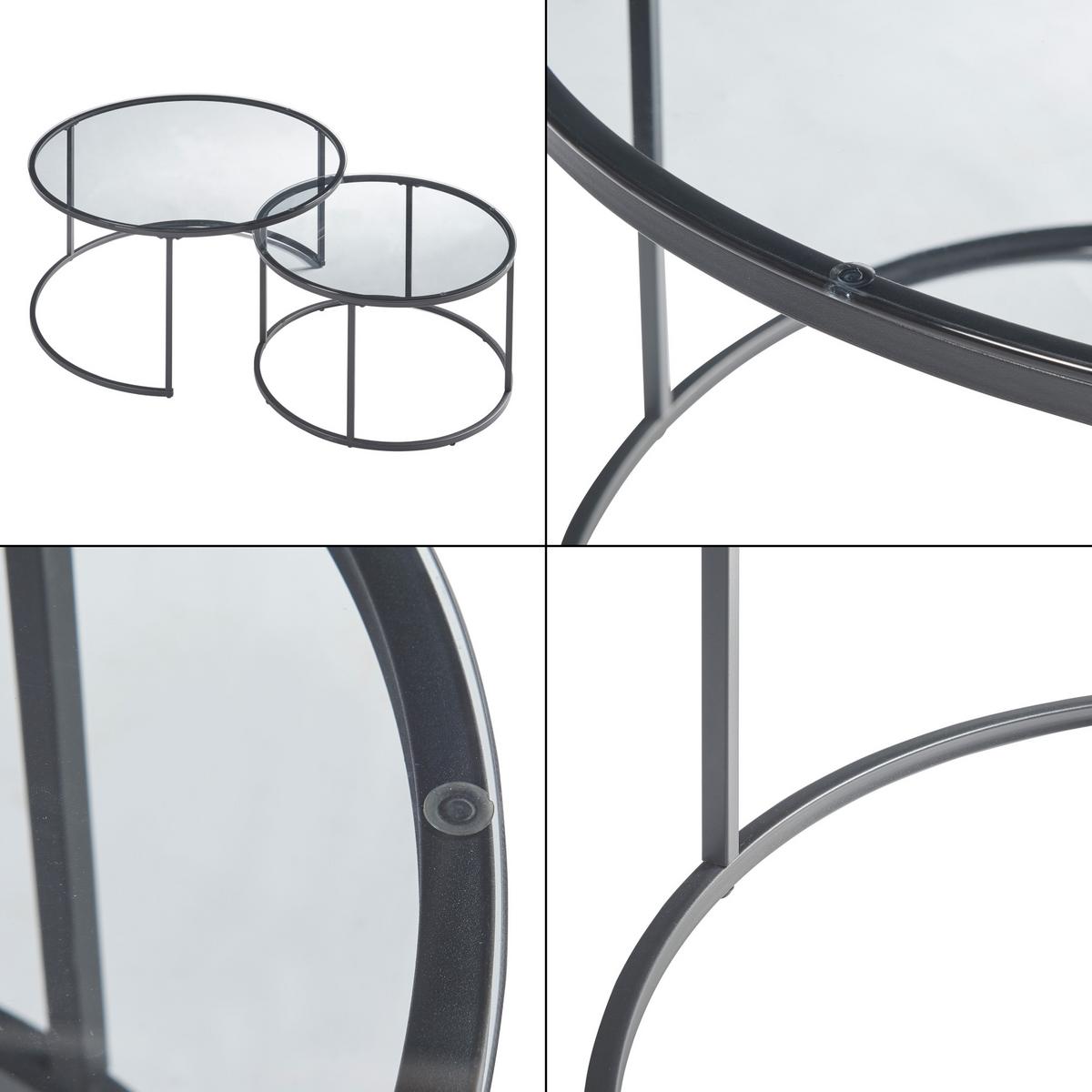 COUCHTISCH-SET 2 TLG. Kokkola - Schwarz, Metall (80/80/45cm) - [en.casa]