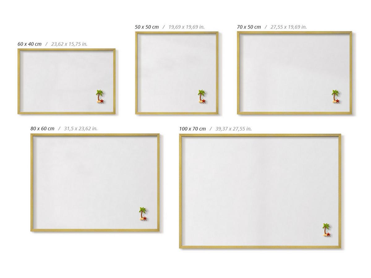 MAGNETTAFEL 80x60 cm Goldener Rahmen Farbe Weiß - Eiche Bianco, Metall (80/60/0.4cm) - TULUP