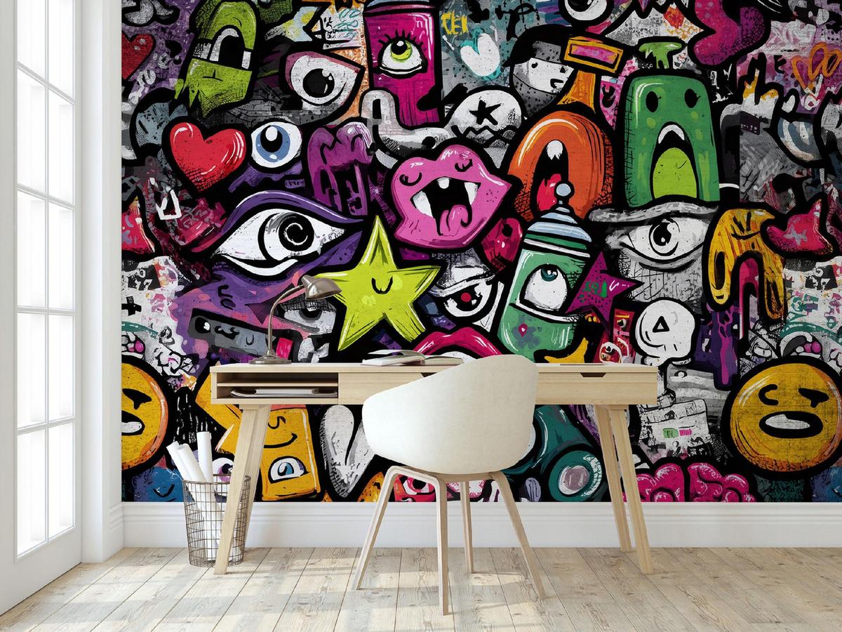 FOTOTAPETE Jungen Graffiti Bunt 400x280 cm - Multicolor, Papier (400/280cm) - Wallarena