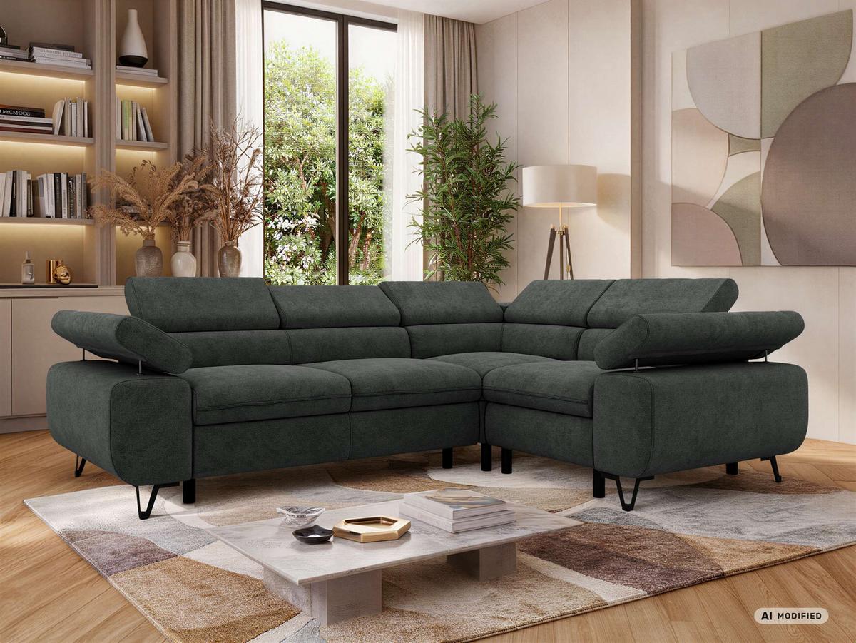 ECKSOFA ORSO L Dunkelgrau Stukture - Rechts Seite - Dunkelgrau/Schwarz, Textil/Metall (268/197cm) - MKS