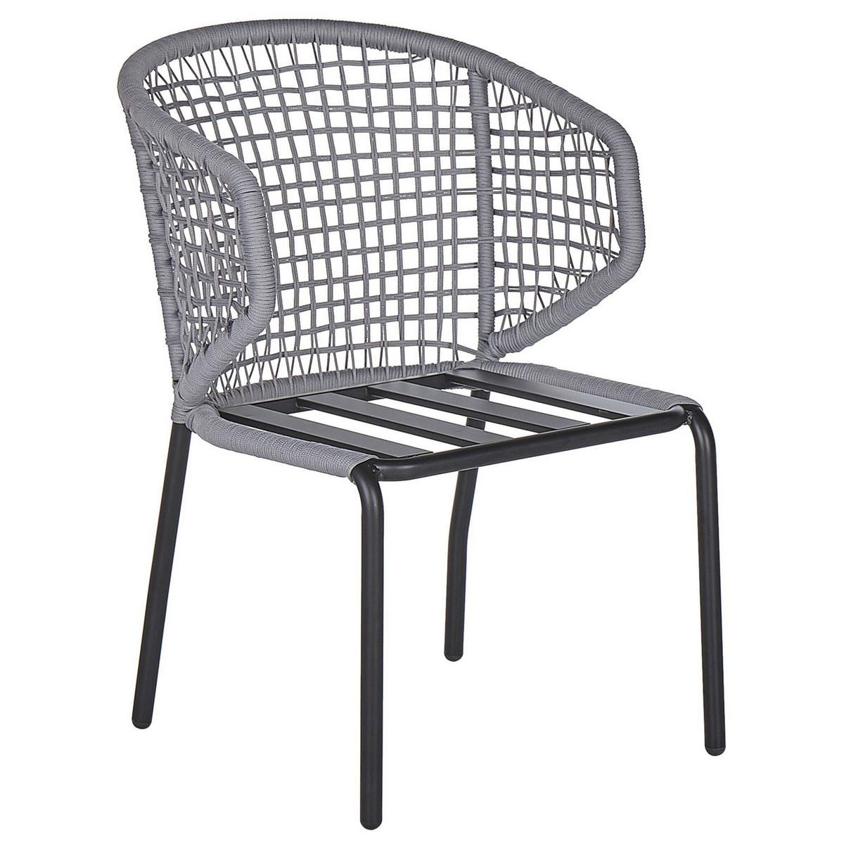 GARTENSTUHL 2er-Set Aluminium schwarz/grau Palmi - Schwarz/Grau, Metall (50/81/50cm) - Beliani