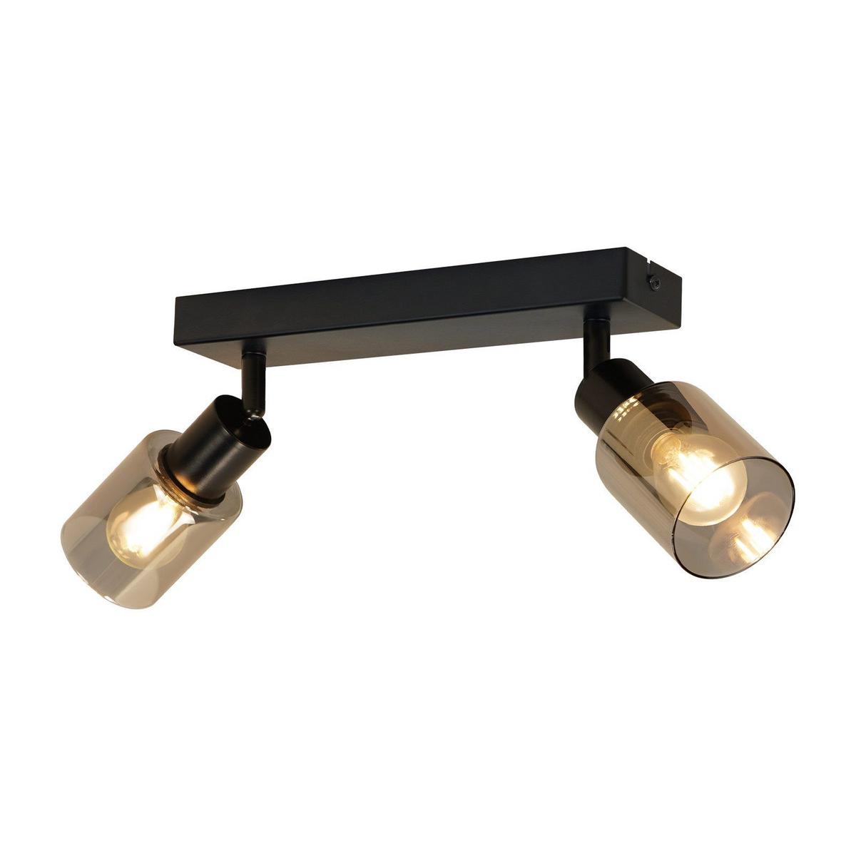 DECKENSTRAHLER Eaton 2-flammig 26/19/15cm - Schwarz, Metall (26/19/15cm) - Nettlife