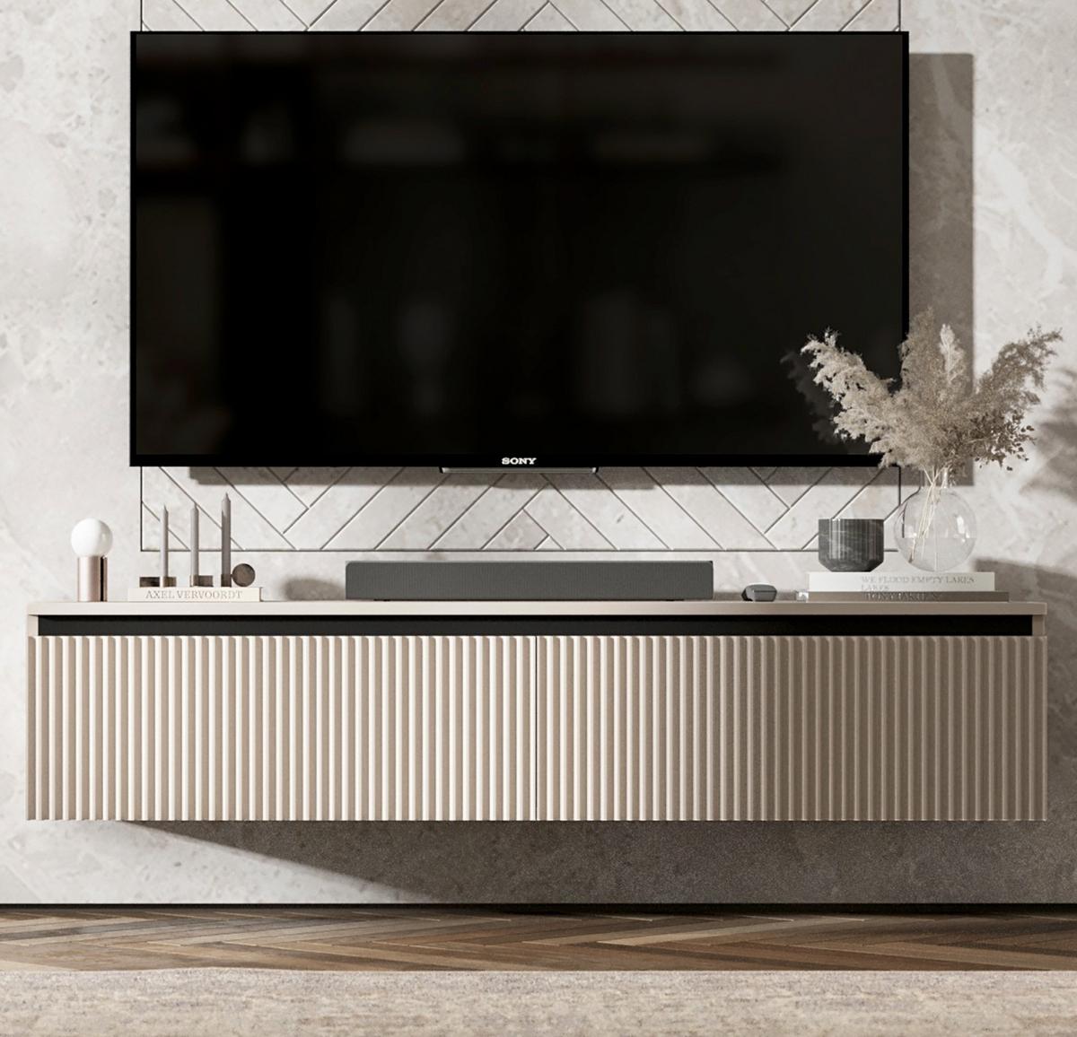 TV-SCHRANK Selene Kaschmir matt Glamour 140 cm - Kaschmir, Holzwerkstoff (140/30/35cm) - Meble Lindner
