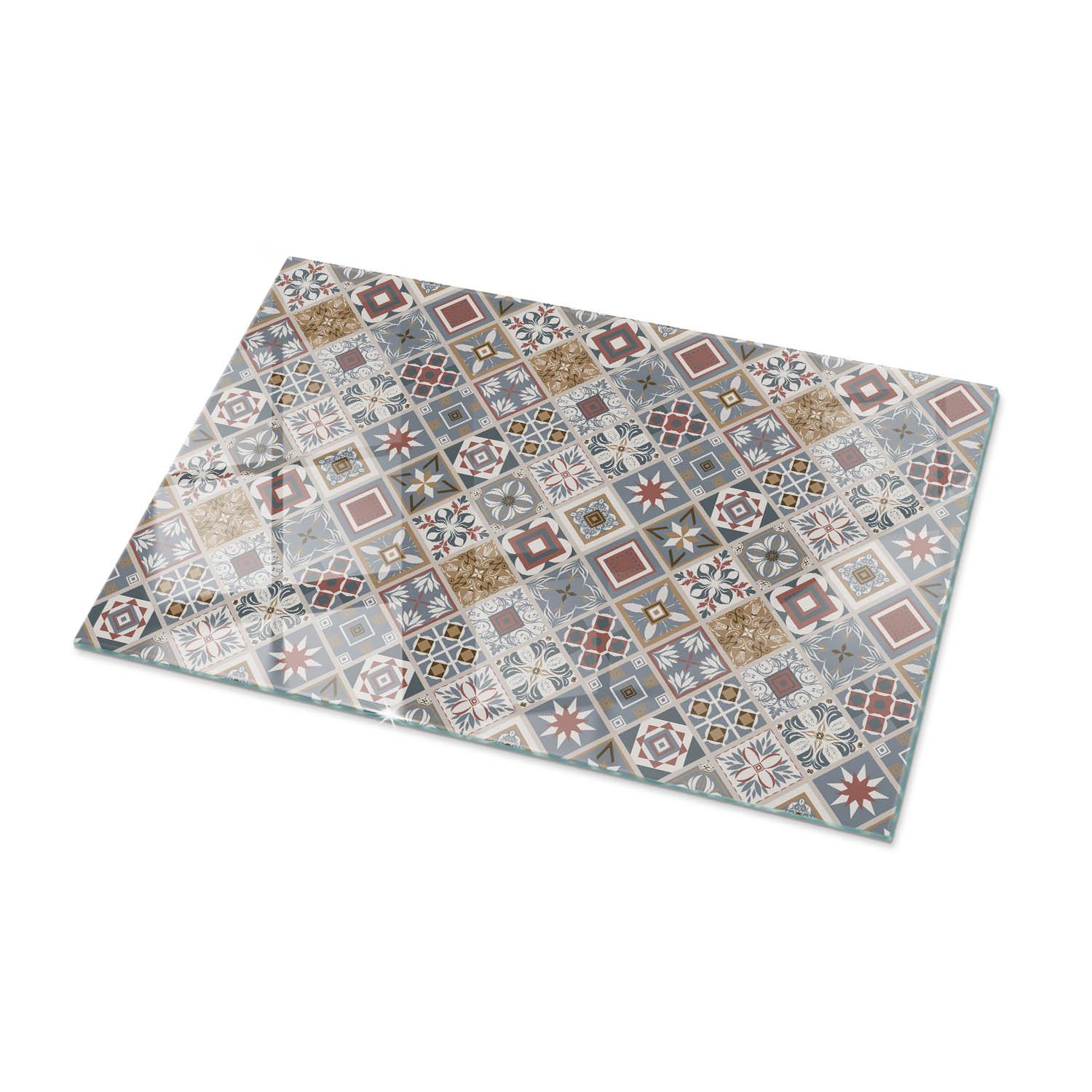 TISCHPLATTE 100x70 cm Mosaikmuster mit Ornamenten - Multicolor/Grau, Glas (0.4/100/70cm) - TULUP