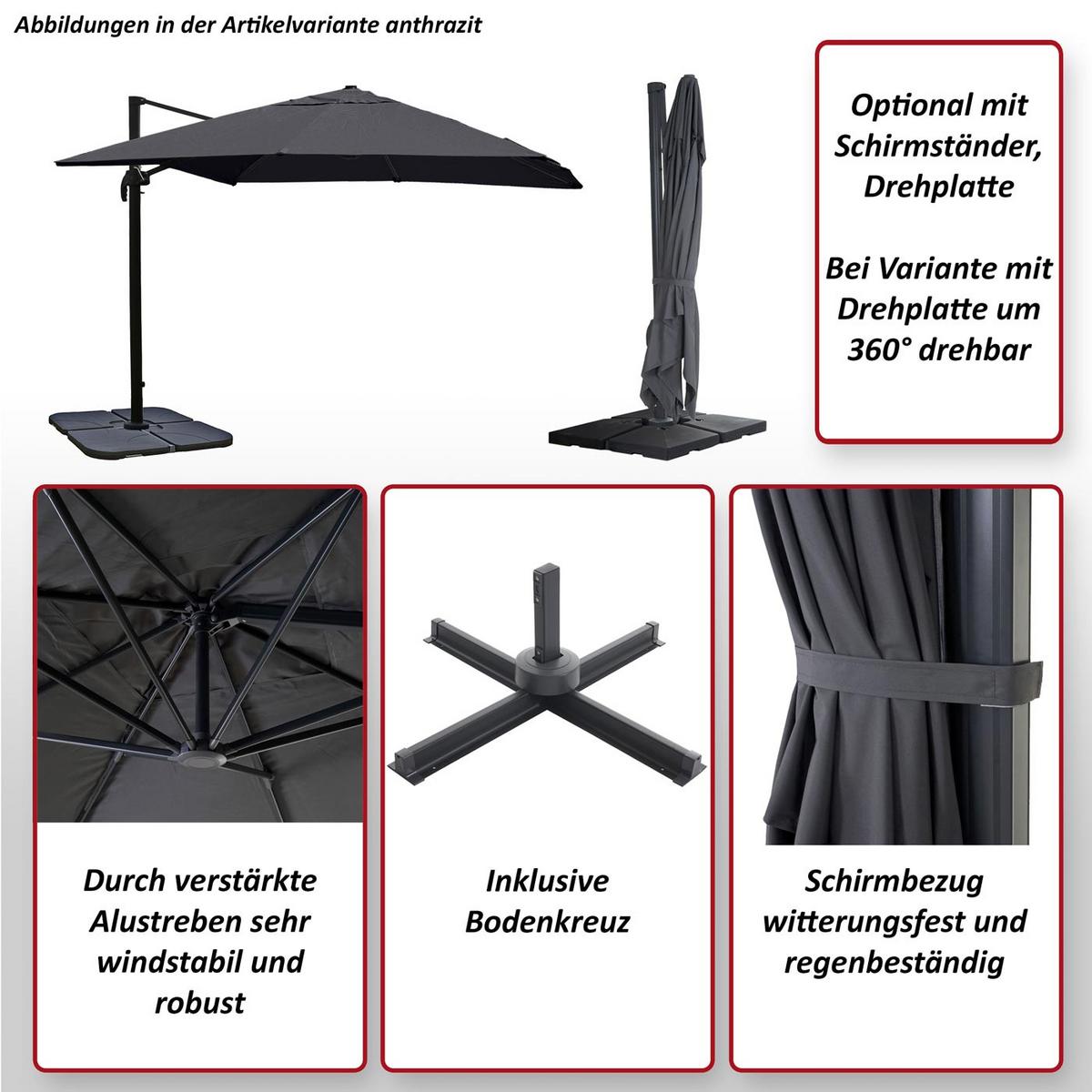AMPELSCHIRM Cremeweiß 300/400 cm - Weiß, Textil (400/300cm) - MCW