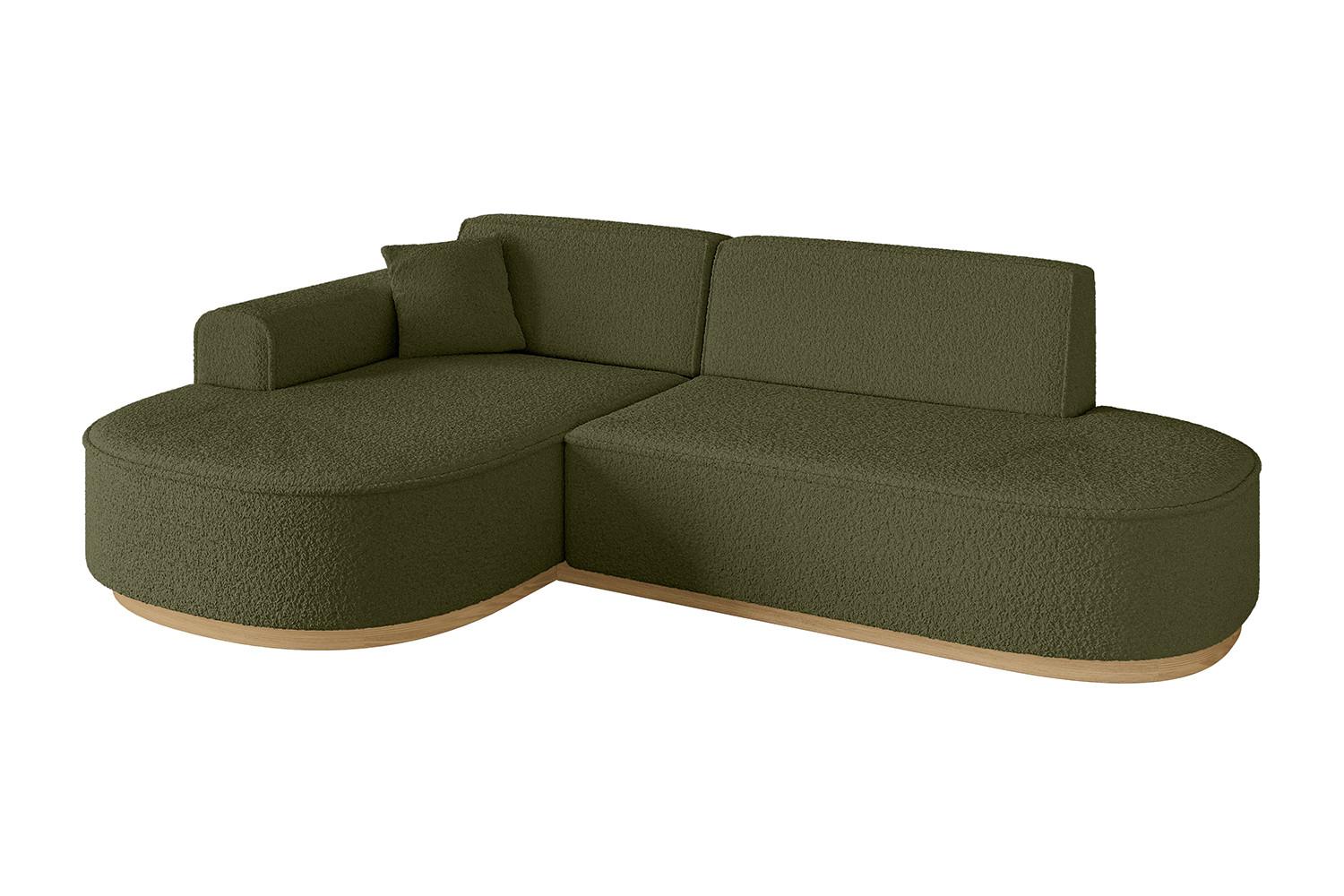 ECKSOFA Ottomane Links MARI-L1-v2 - 243x171x83 cm Grün Bouclé - Grün, Holzwerkstoff/Textil (243/171cm) - ALTDECOR
