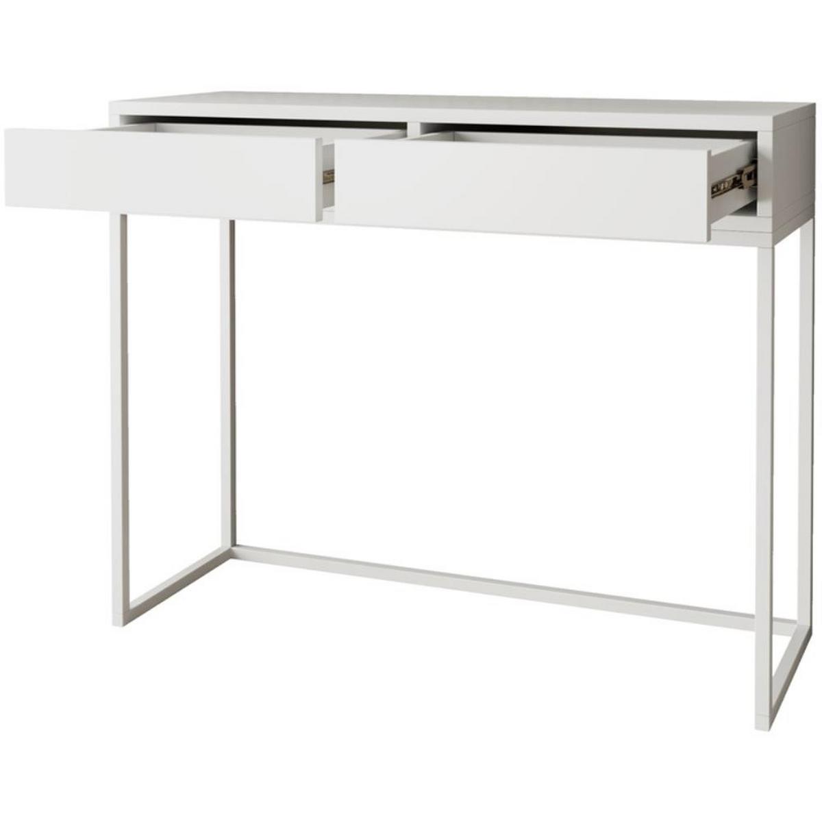 KONSOLENTISCH Lango 100/85/35 weiß mit weißen Matellbeinen - Weiß, Holzwerkstoff/Metall (35/100/85cm) - Beautysofa