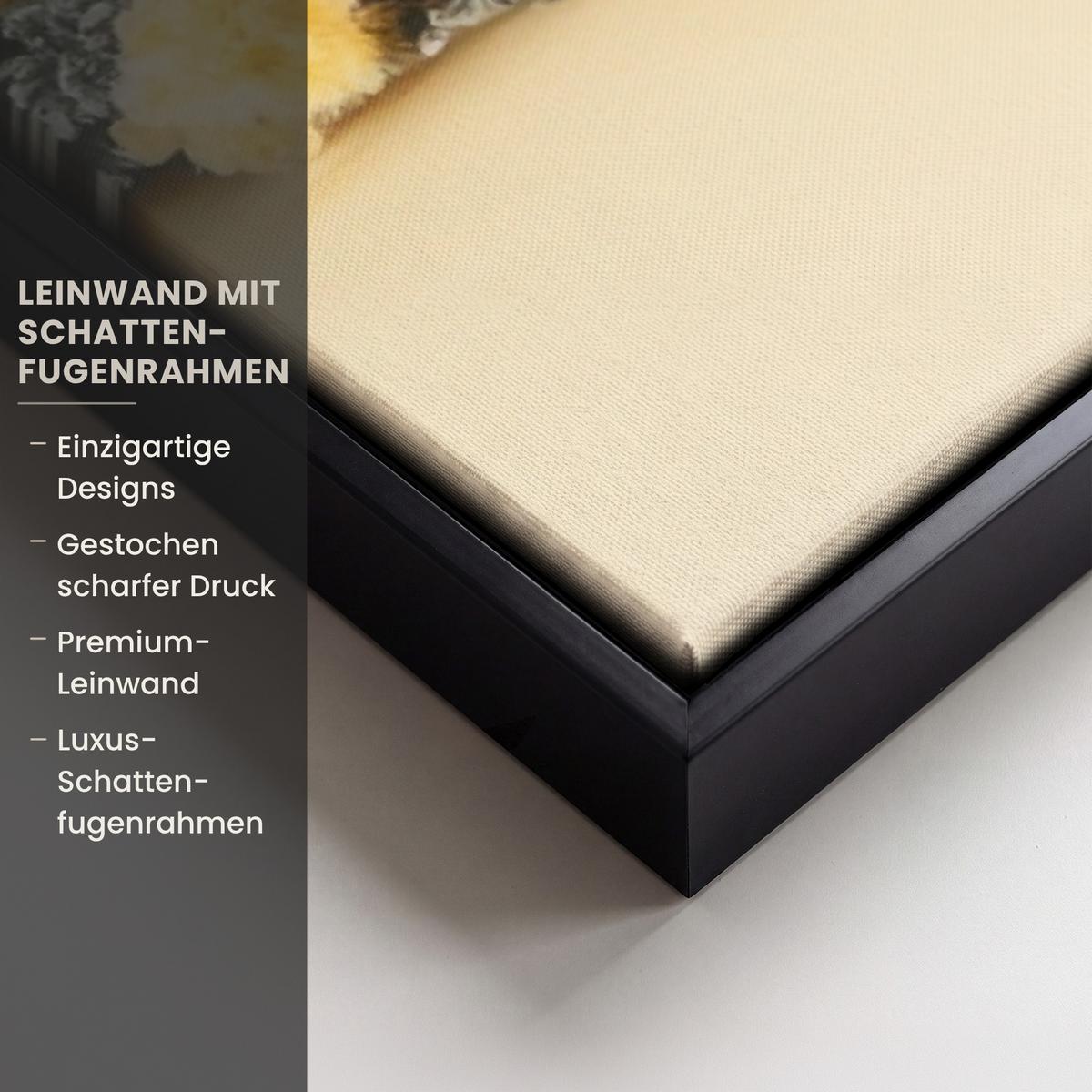 LEINWAND Bilder mit Rahmen - Eier - Kaninchen - Pastellfarbtöne - 90x90 - Hellgelb, Textil (90/90cm) - MuchoWow