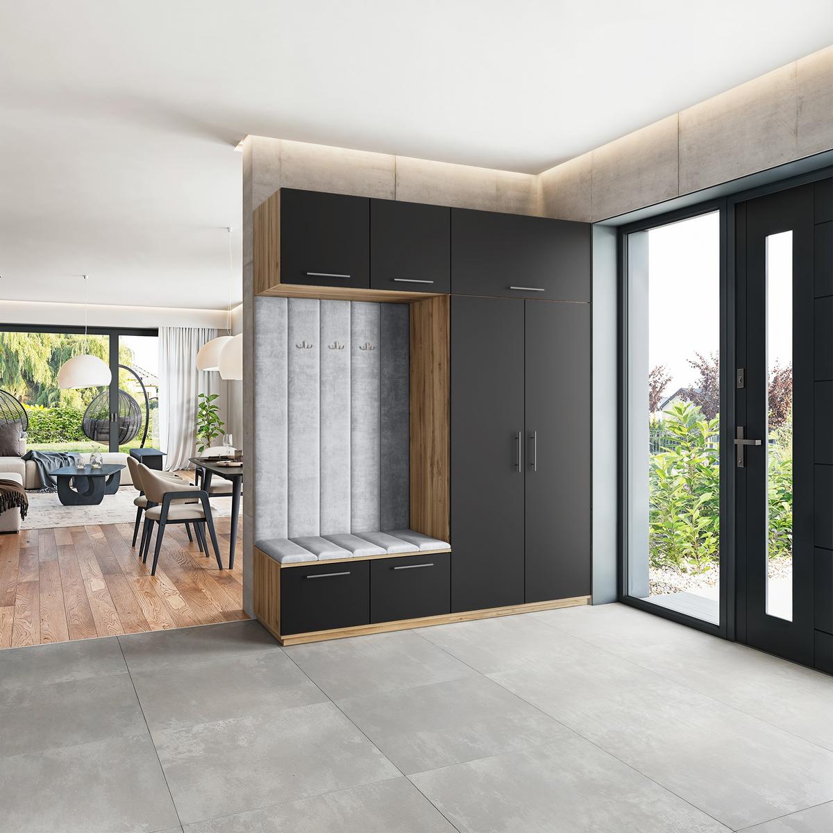 GARDEROBENSCHRANK REMA 200/240/60 cm Modern Eiche Wotan - Eiche Wotan/Hellgrau, Holzwerkstoff (200/240/60cm) - MASSENO