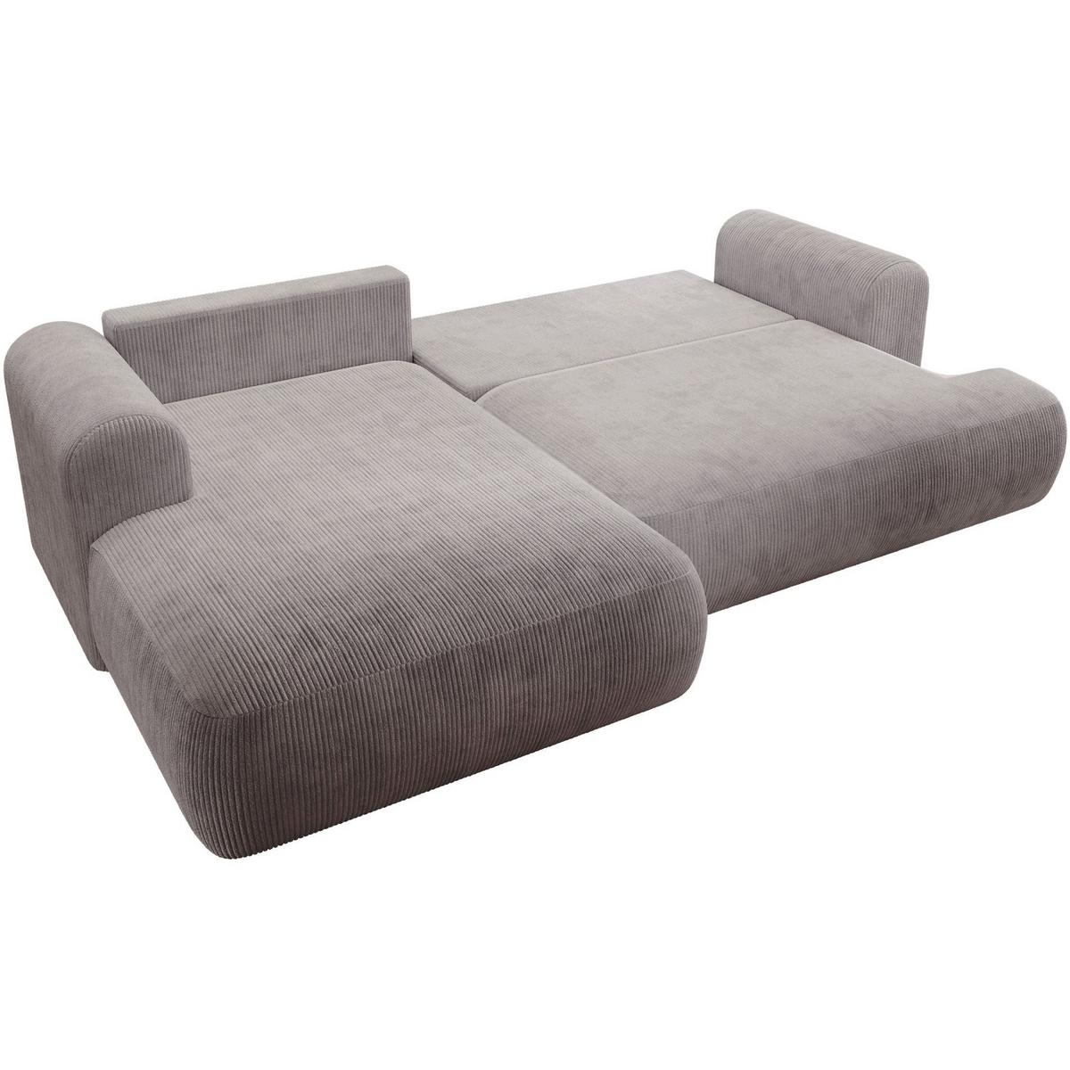 ECKSOFA Ovo Cord mit Cordbezug Hellgrau, links - Hellgrau/Schwarz, Textil (260/165cm) - Selsey