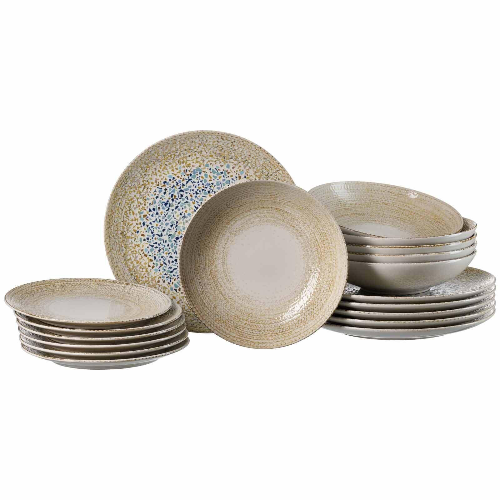 TELLER-SET Rimini beige 18-tlg. - Beige, Keramik (2/2/2cm) - Ritzenhoff Breker