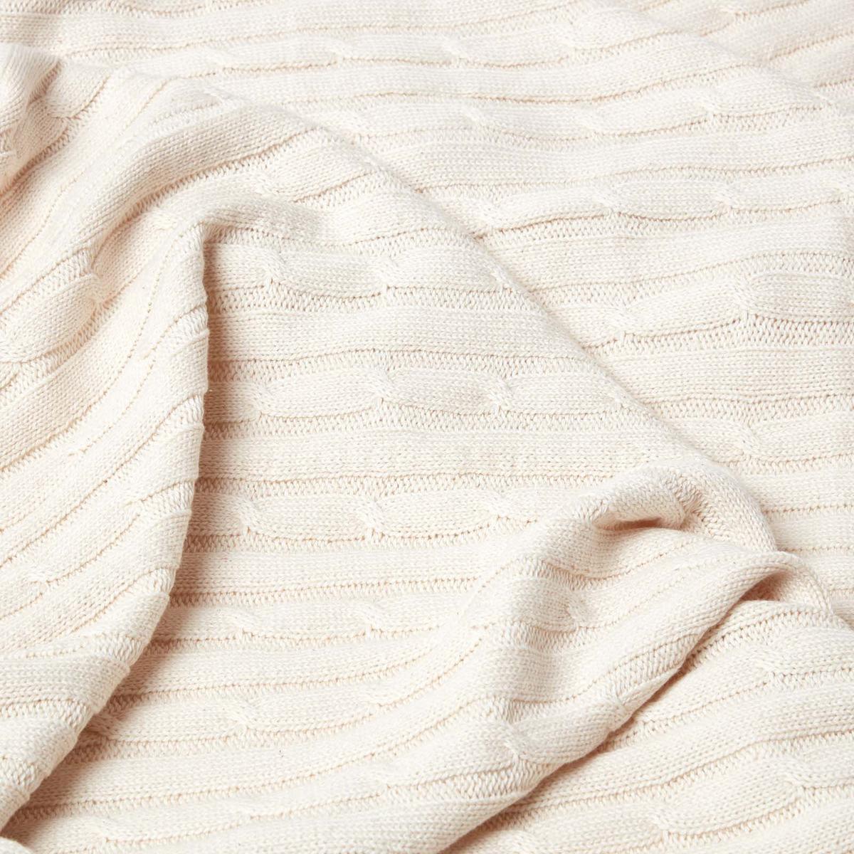 STRICKDECKE 130/170 cm, Baumwolle mit Zopfmuster - Naturfarben, Textil (130/170cm) - Homescapes