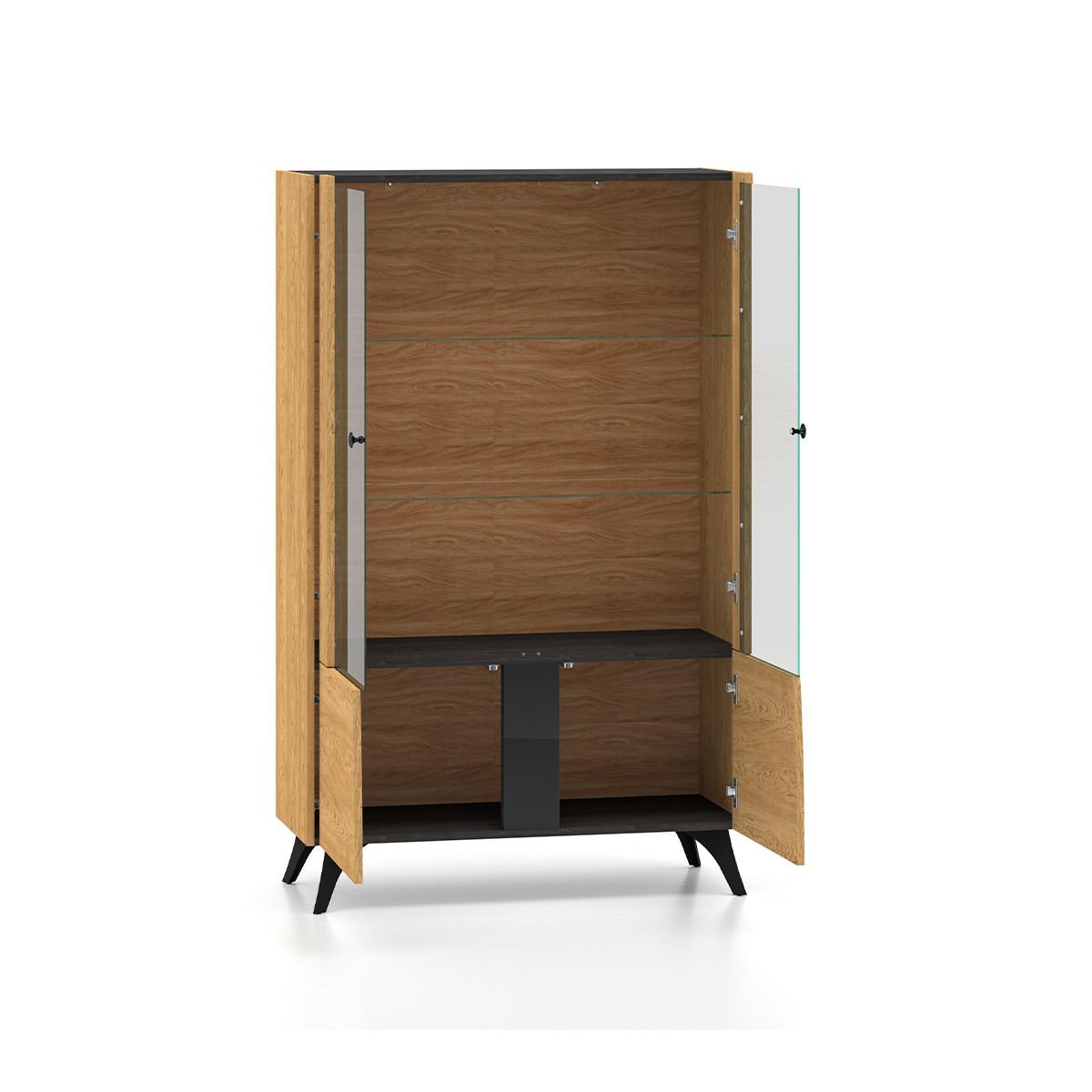 GESCHIRRSCHRANK Soah Holz und Schwarz - Schwarz, Holzwerkstoff (95/152/40cm) - Petits-meubles