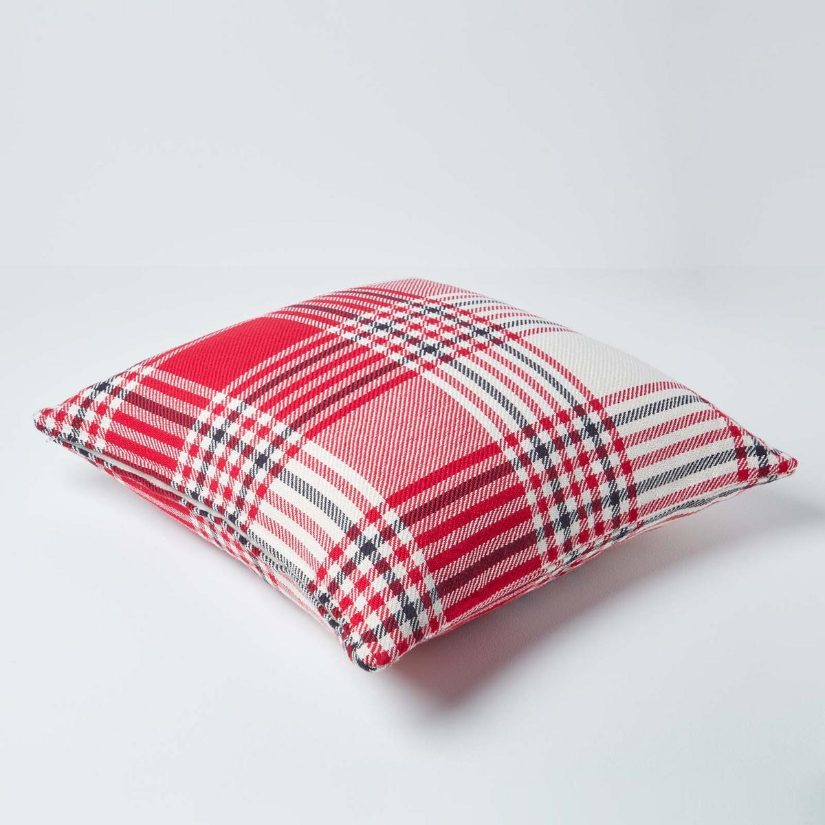 KISSENHÜLLE Schottenkaro 45/45 cm - Rot/Weiß, Textil (45/45cm) - Homescapes