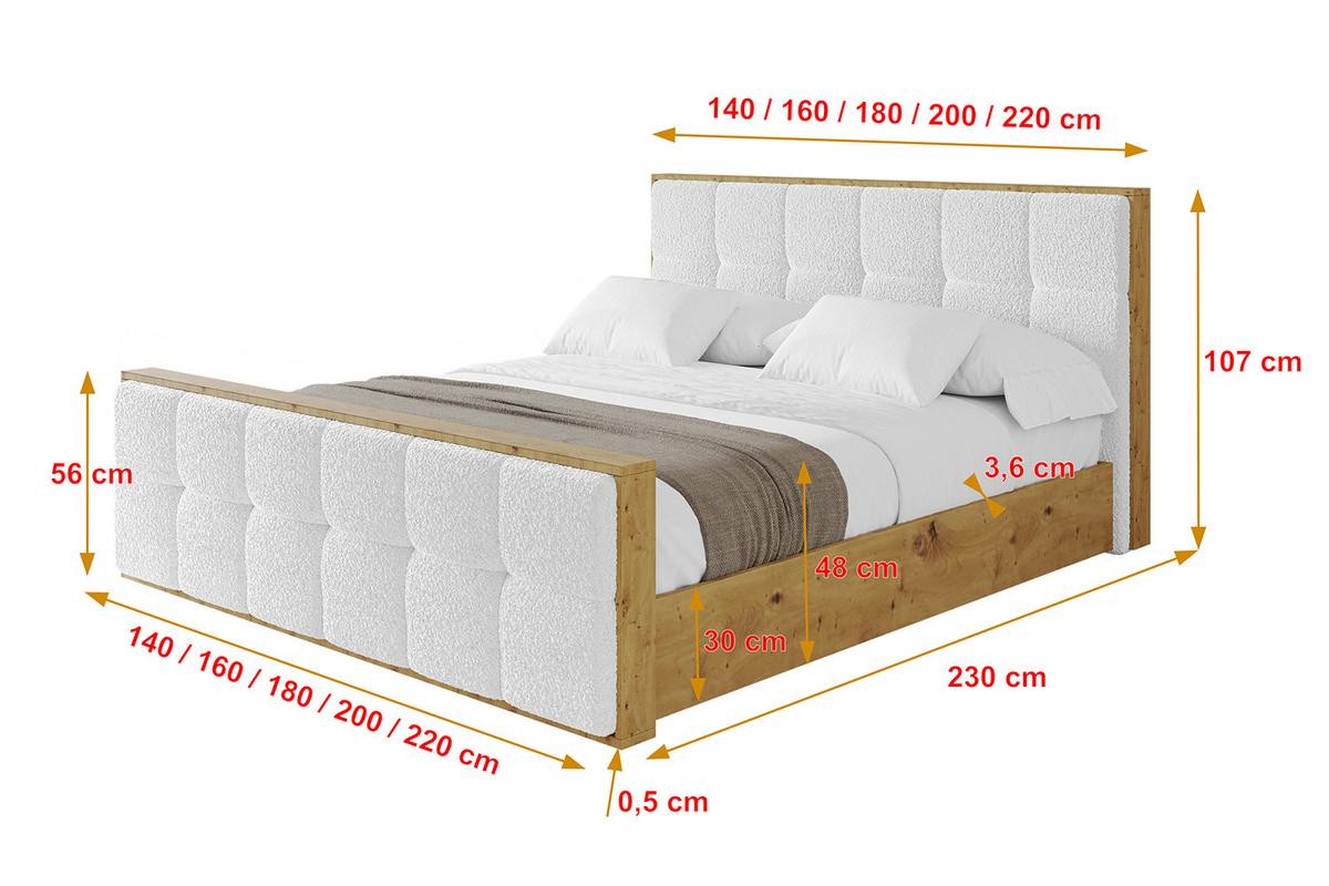 POLSTERBETT mit Bettkasten, Fußteil und Lattenrost, Boxbett ohne Matratze - ENZO7-Z 180x200 - Weiß, Holzwerkstoff/Textil (180/200cm) - ALTDECOR
