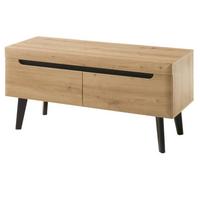 TV-LOWBOARD Eiche Artisan und schwarz 107 x 50 cm, TV Unterschrank mit Vollauszug - Eichefarben/Schwarz, Holzwerkstoff/Metall (107/50/40cm) - Furn.Design