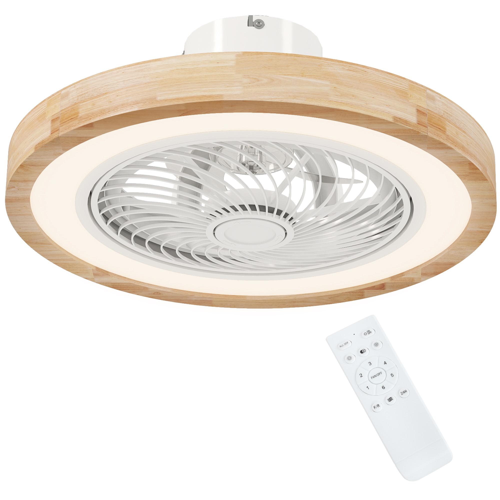 DECKENVENTILATOR mit Beleuchtung Eichenholz Naturholz - Naturfarben, Holzwerkstoff (50/50/22.5cm) - HOMCOM