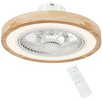DECKENVENTILATOR mit Beleuchtung Eichenholz Naturholz - Naturfarben, Holzwerkstoff (50/50/22.5cm) - HOMCOM