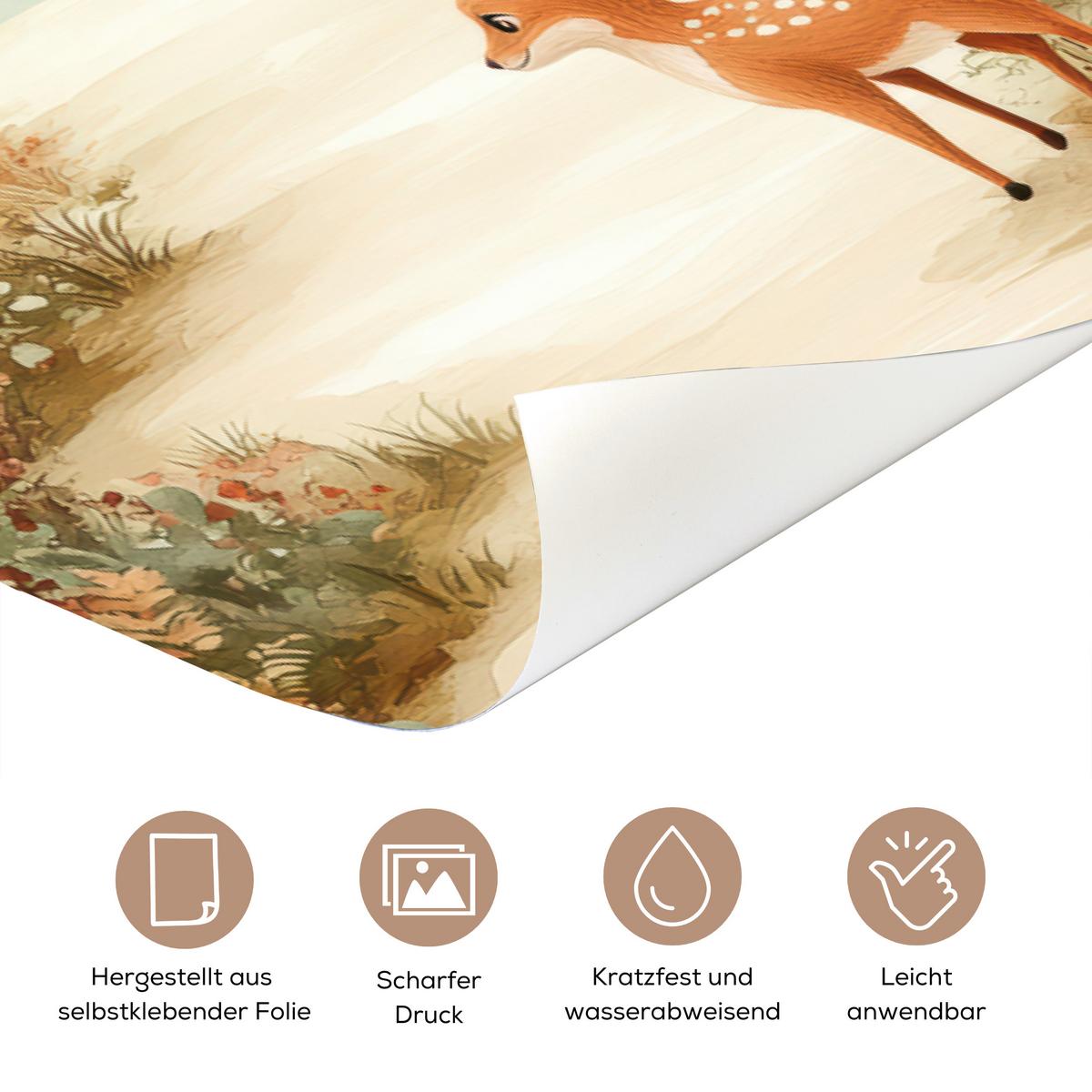TÜRAUFKLEBER Wald - Herbst - Waldtiere - Bär - Fuchs Deko Schlafzimmer 95x215 cm - Türtapete - Kastanienfarben, Kunststoff (95/0.1cm) - MuchoWow
