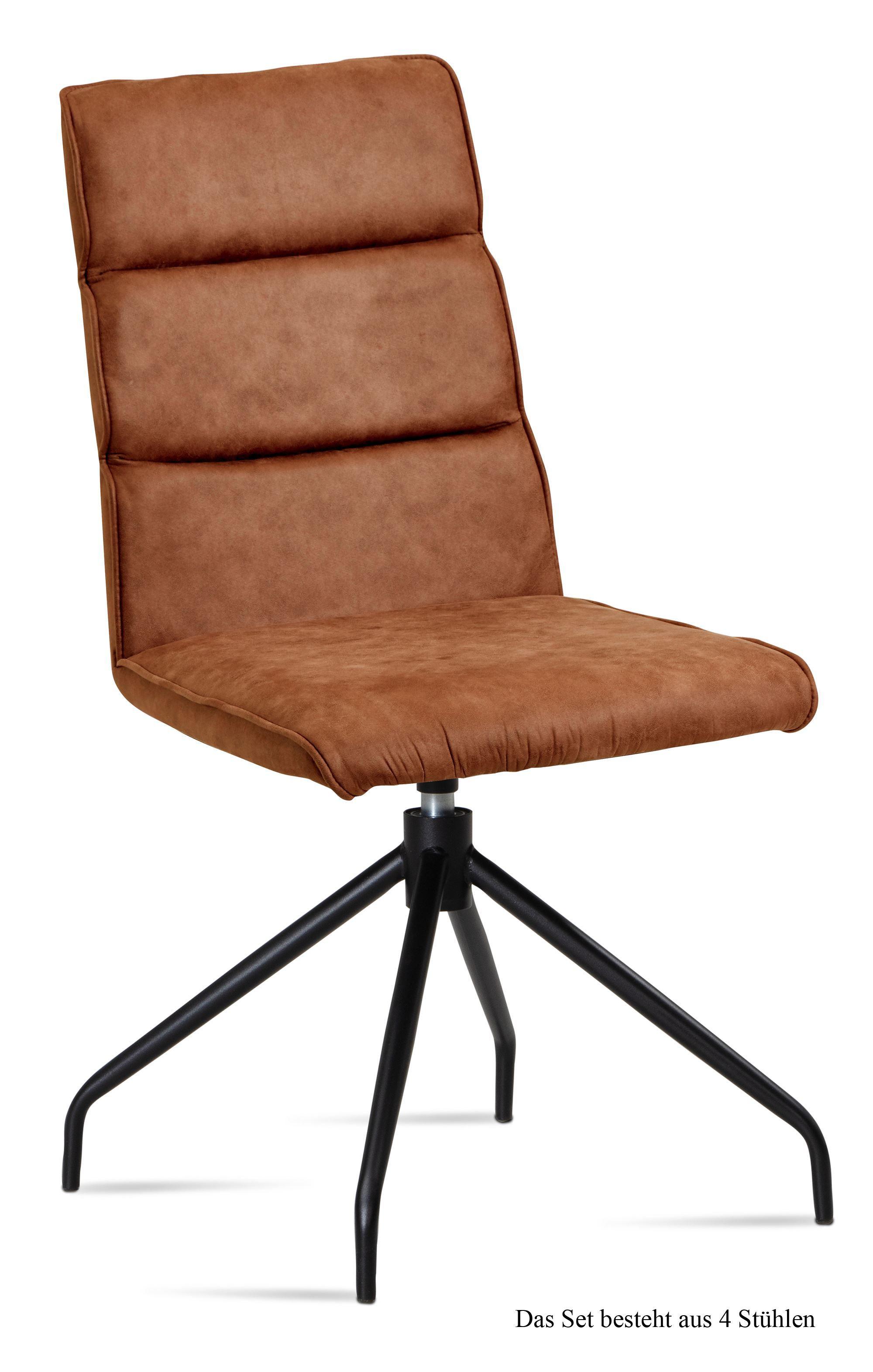ESSZIMMERSTUHL drehbar (4er-Set) Domini 47x92x60 Schwarz/Cognac - Cognac/Schwarz, Kunststoff (60/92/47cm) - 58aufmkessel
