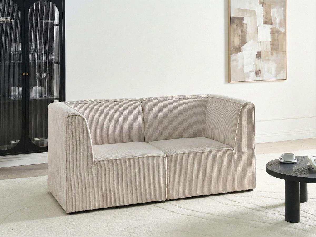 MODULSOFA 2-Sitzer Beige Cord Lemvig - Beige, Textil (166/78/83cm) - Beliani
