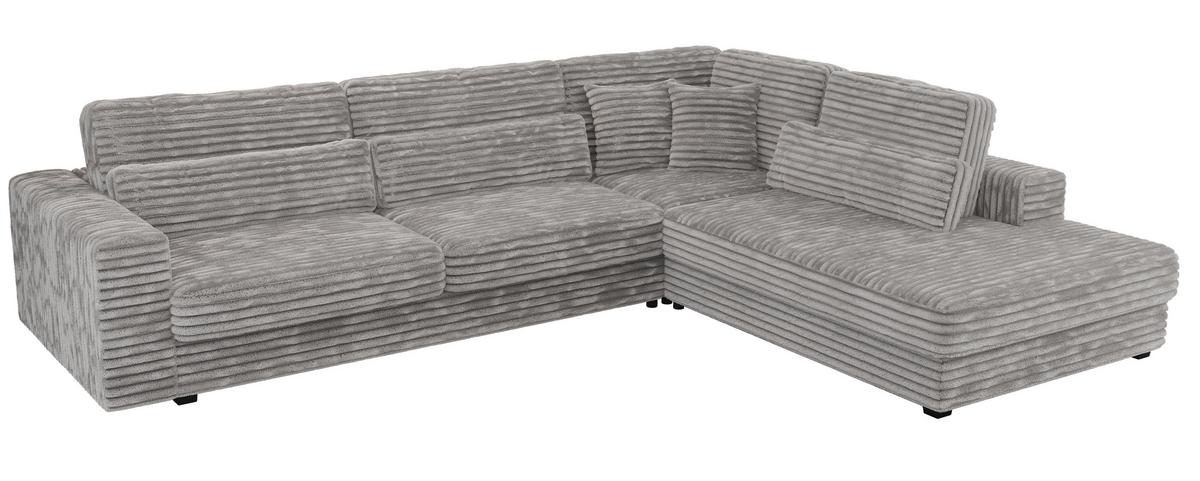 ECKSOFA Savona Hellgrau breiter Cord - rechts - Hellgrau/Schwarz, Kunststoff/Textil (249/316cm) - MKS