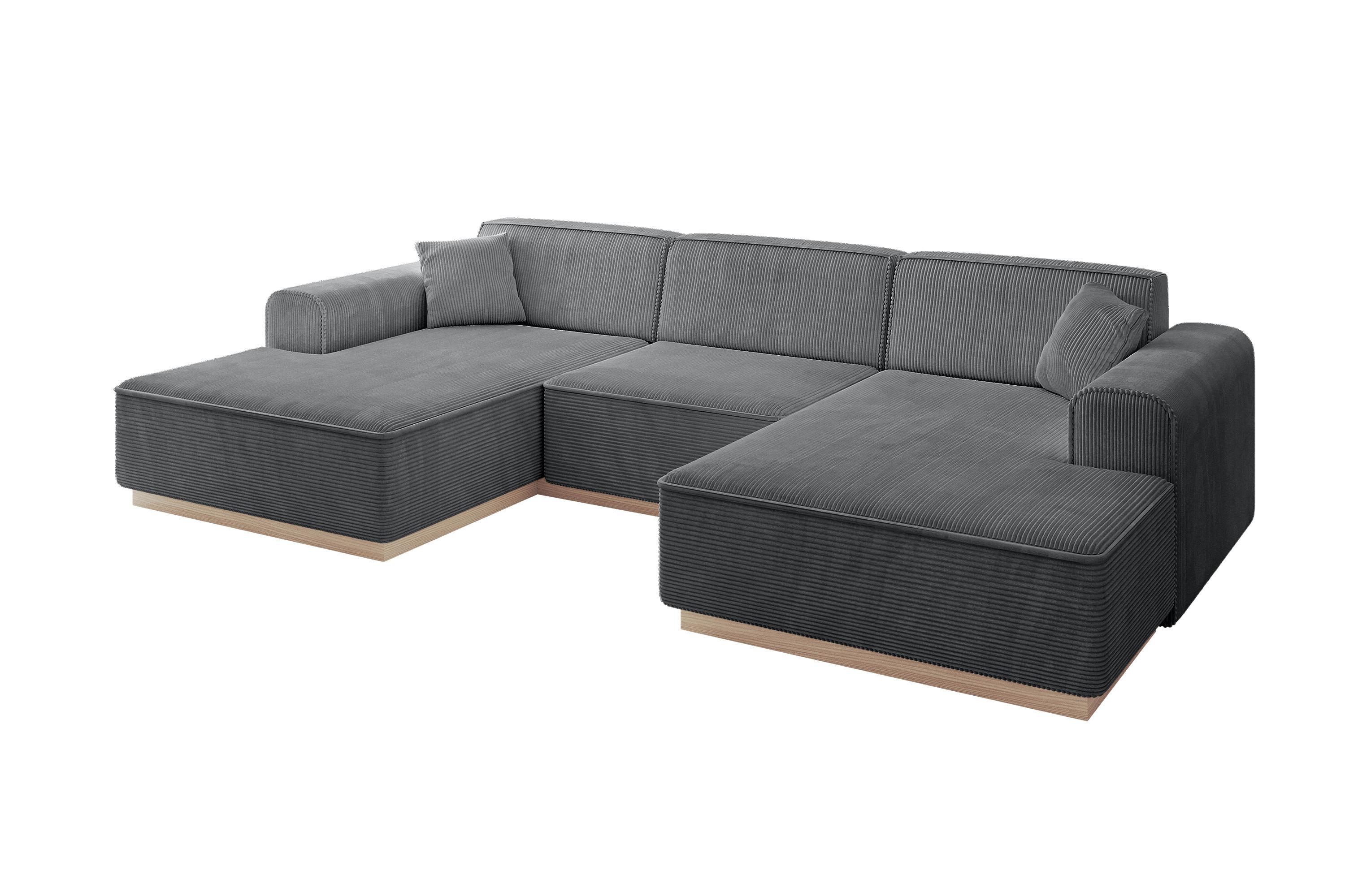 WOHNLANDSCHAFT IREA-U1 - 301x165x80 cm Duneklgrau - Dunkelgrau, Holzwerkstoff/Textil (301/80/165cm) - ALTDECOR
