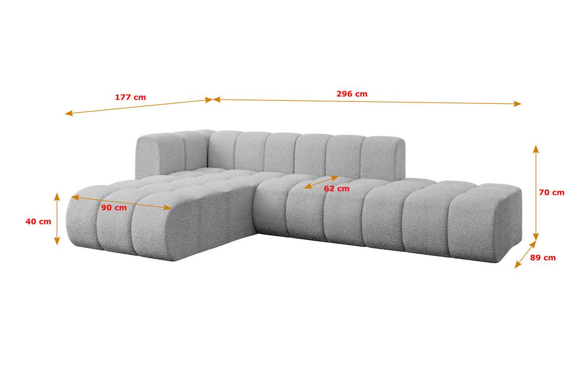 ECKSOFA modulares Sofa Zuvon-L1 - 296x177x70 cm Hellgrau - Hellgrau, Holzwerkstoff/Textil (296/177cm) - ALTDECOR