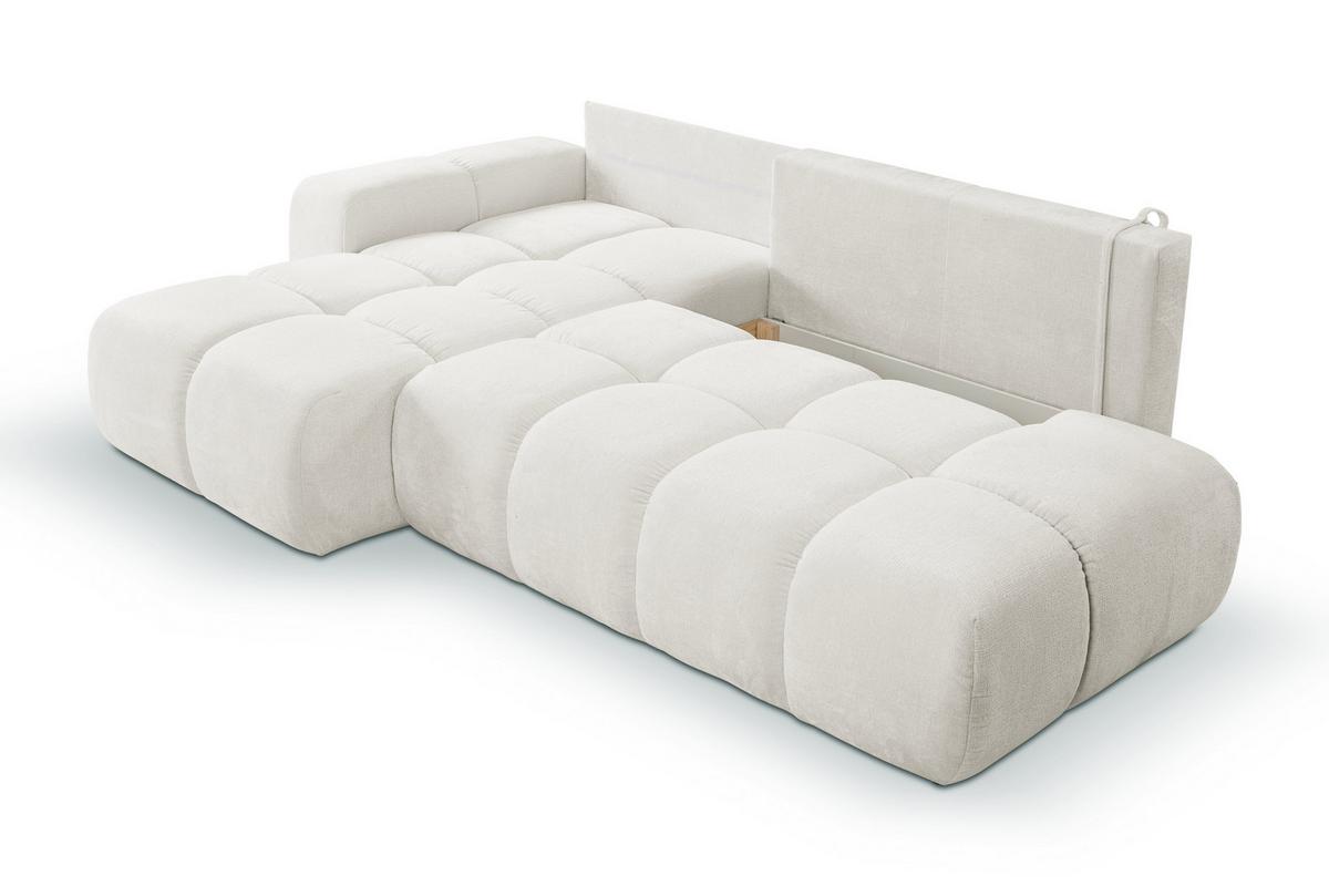 ECKSOFA DUCA L-S Creme Chenille mit Schlaffunktion - Creme, Holz (266.5/266.5cm) - MASSENO
