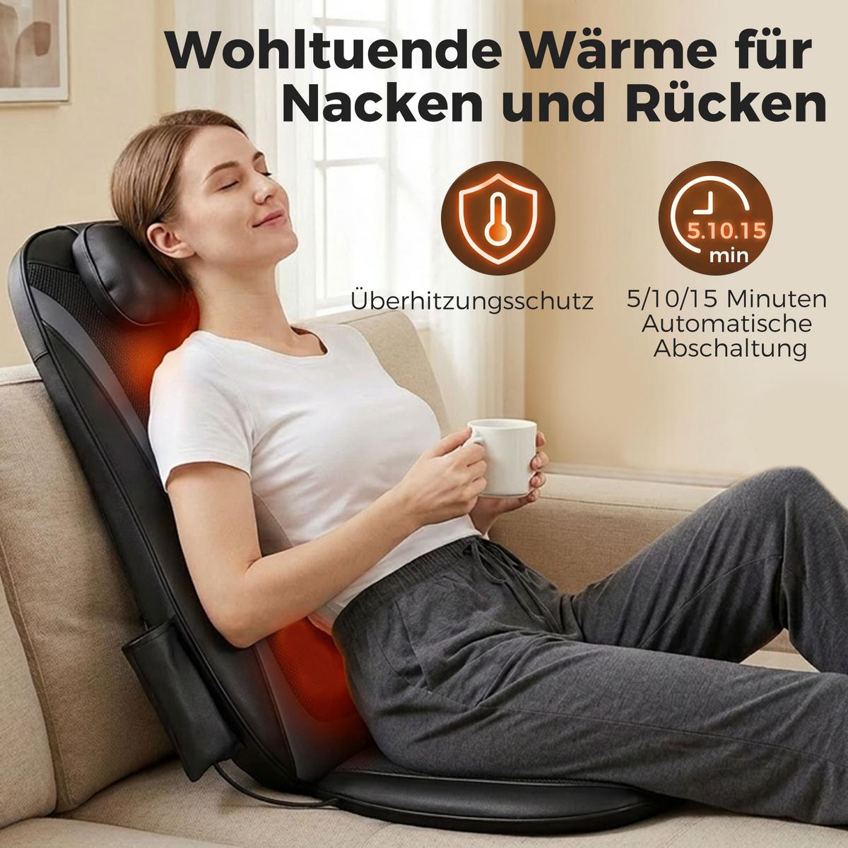 RÜCKENMASSAGER Leder Schwarz - Schwarz, Leder (45/10/105cm) - HOMCOM