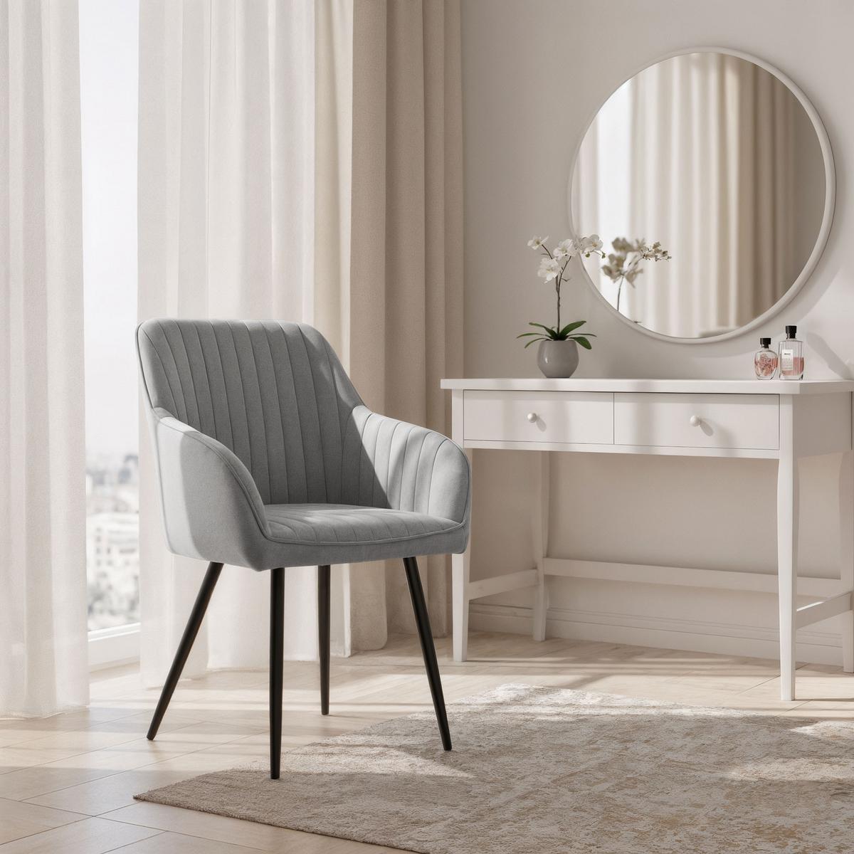 POLSTERSTUHL 2er Set, Metallbeine Grau 54,5/82/58 - Grau, Textil (55/82/52cm) - RAUMHIRSCH FURNITURE