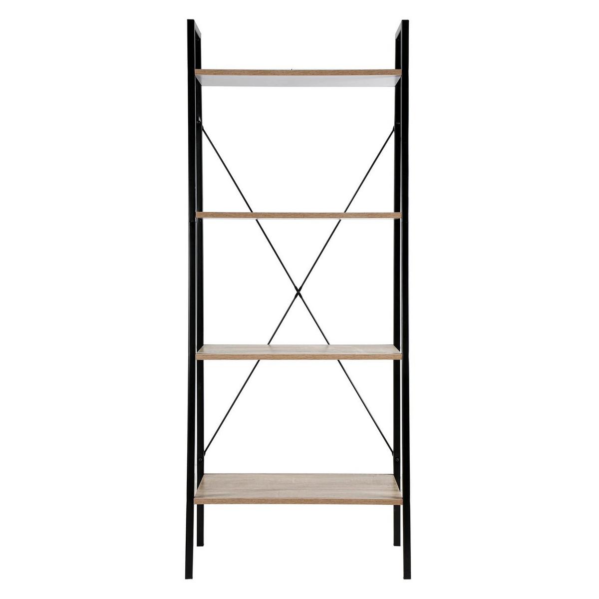 AUFBEWAHRUNGSREGAL mit 4 Ebenen im Industrial-Stil - L60 cm - Eschefarben, Metall (32.5/148/6.5cm) - Calicosy