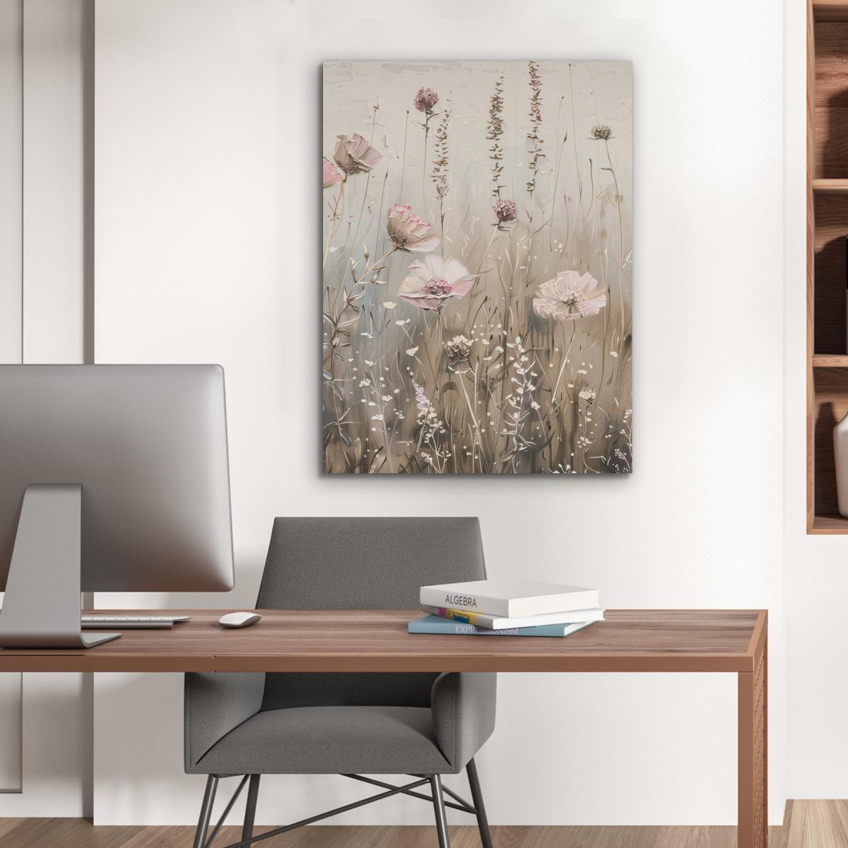 AKUSTIKBILD Blumen - Rosa - Modern - Beige Wandbilder 60x80 cm - Beige, Kunststoff (60/80/0.9cm) - MuchoWow